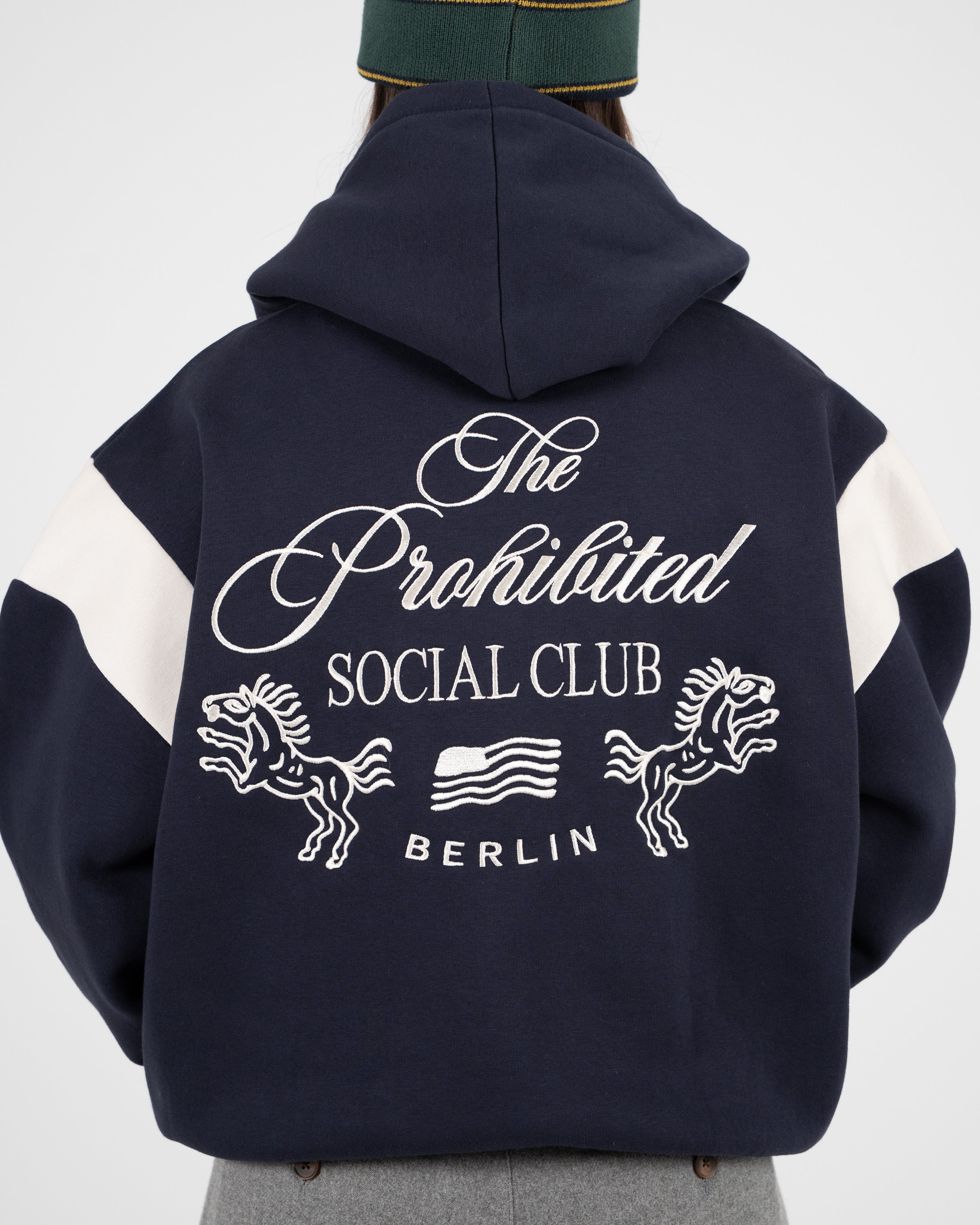 Club Member Contrast Zip-Hoodie Navy