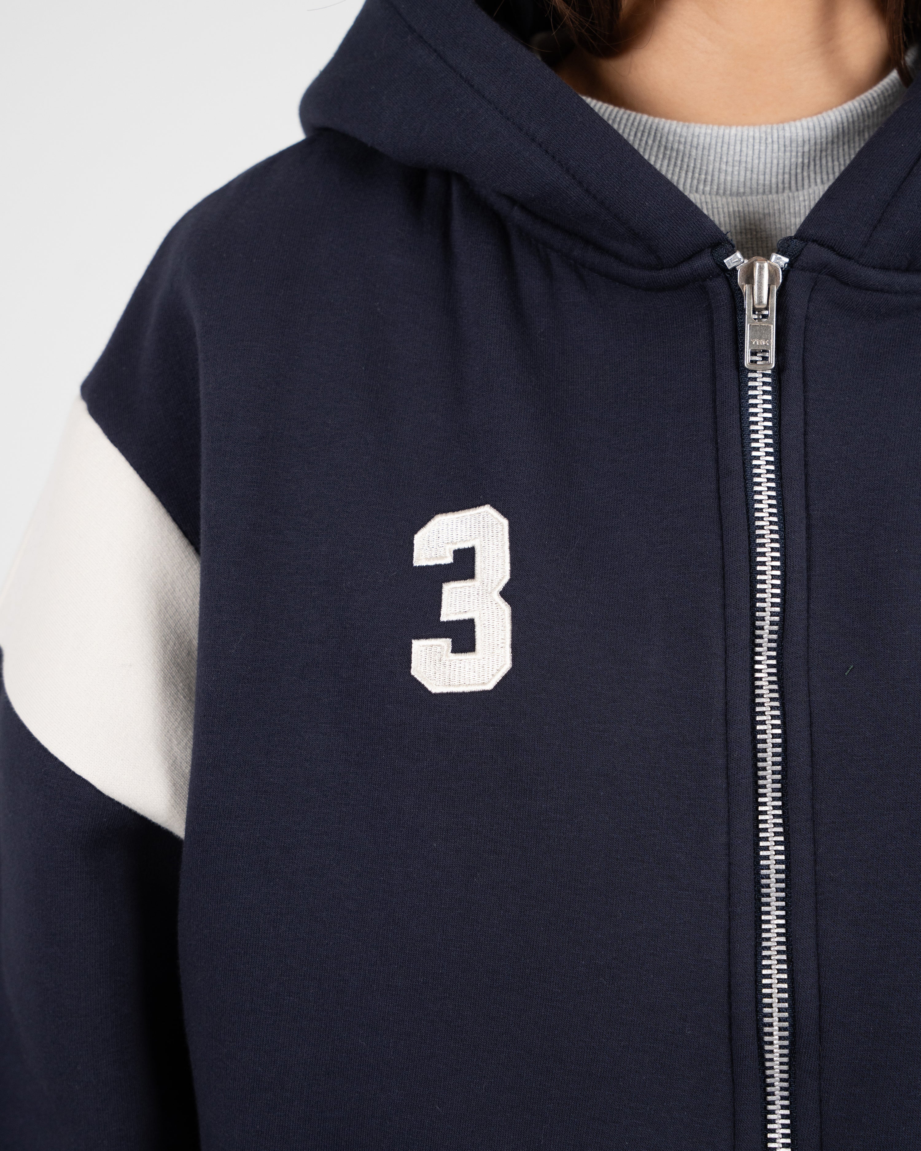 Club Member Contrast Zip-Hoodie Navy