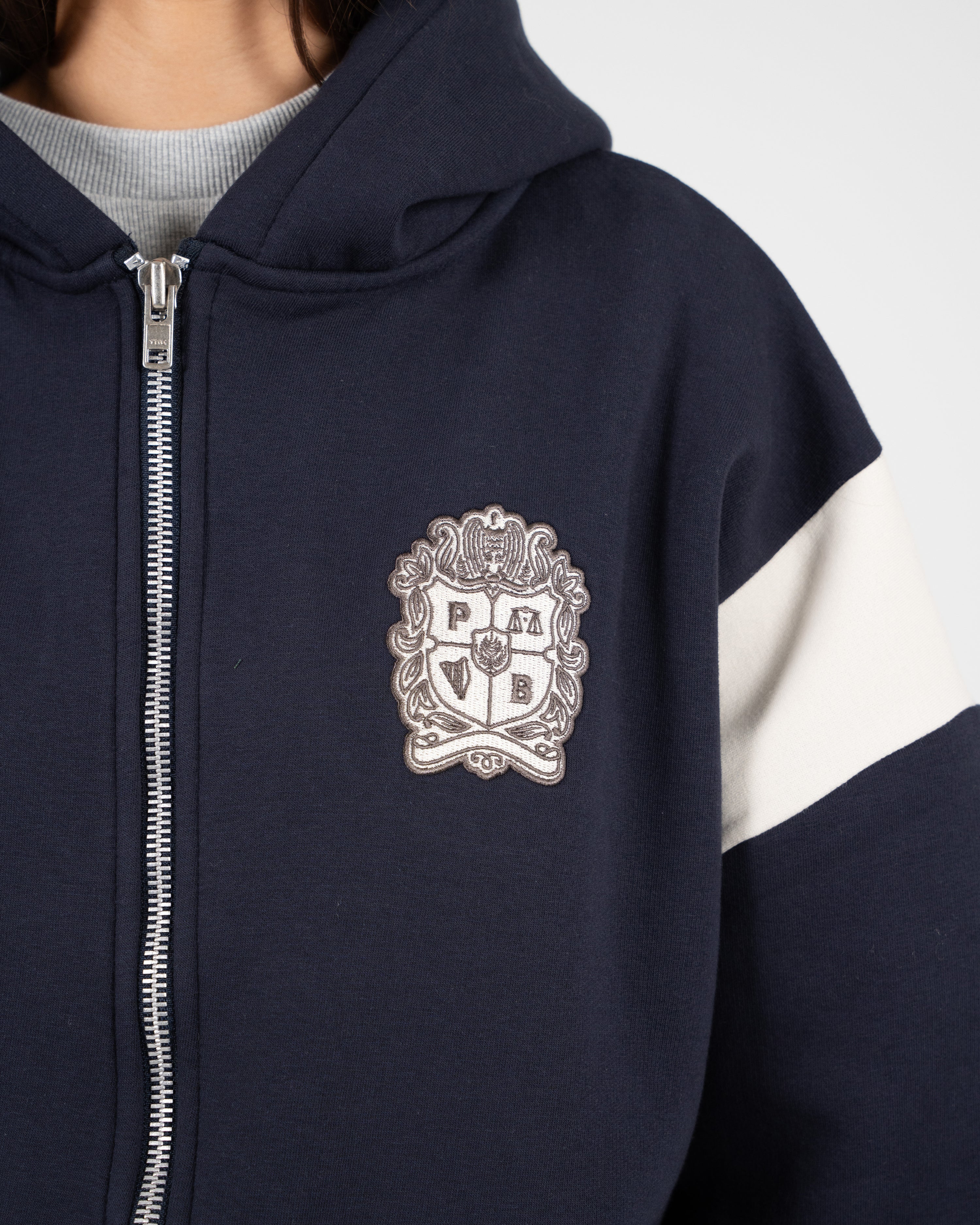 Club Member Contrast Zip-Hoodie Navy