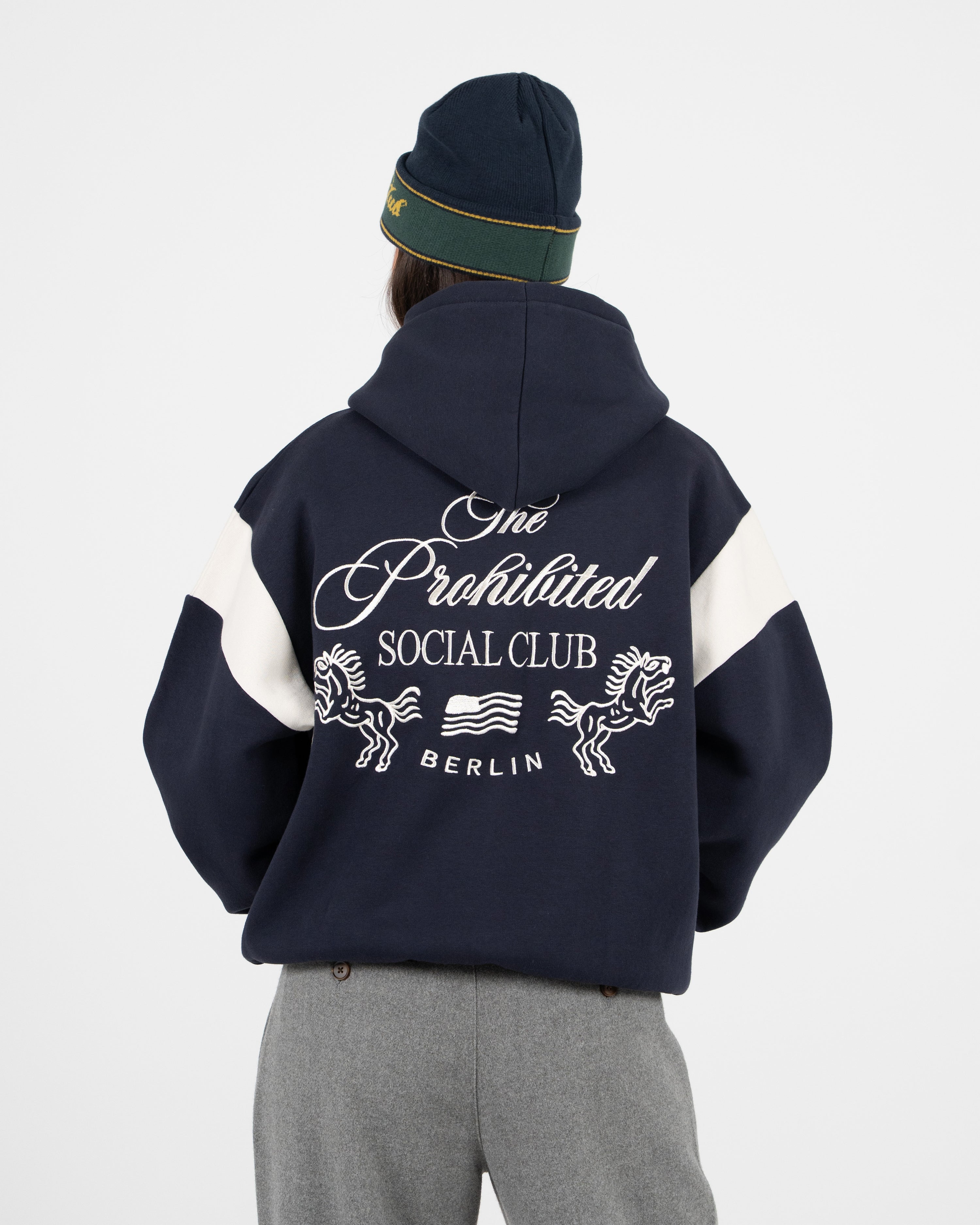 Club Member Contrast Zip-Hoodie Navy