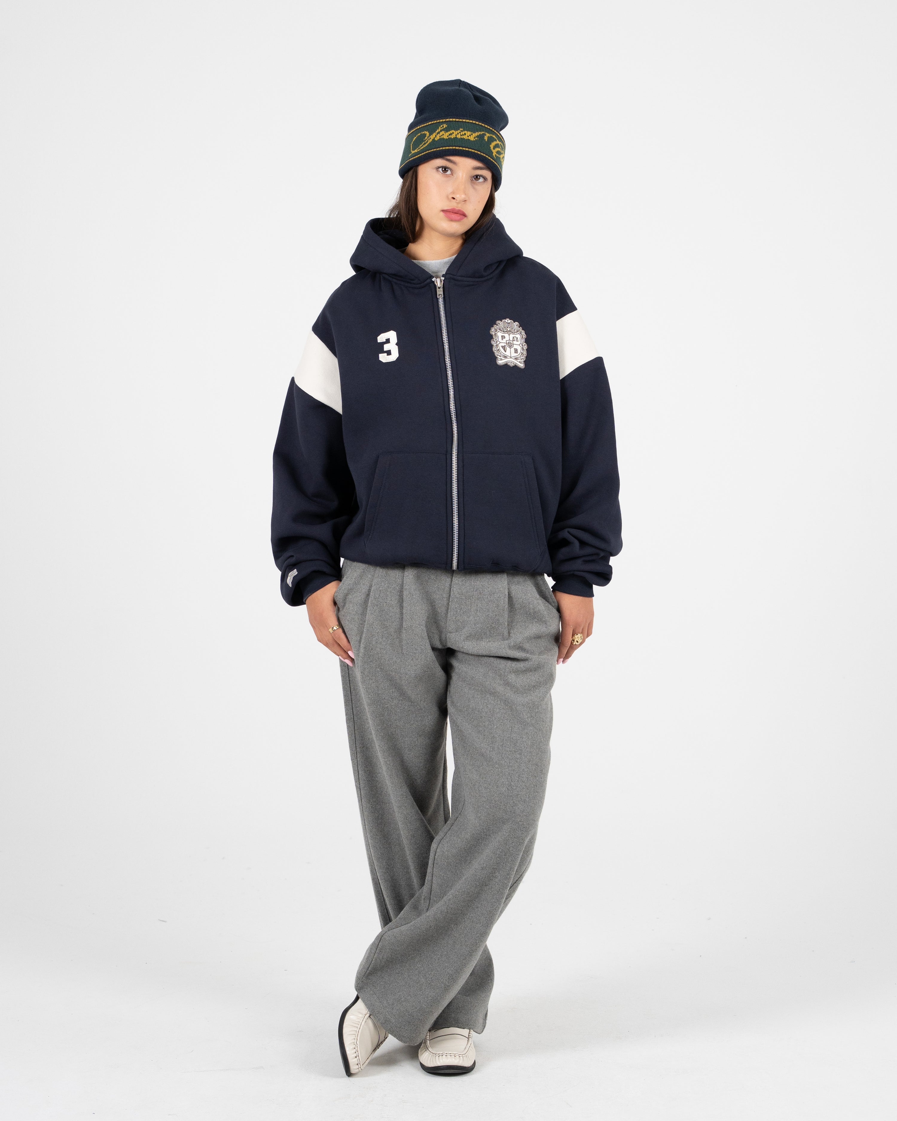 Club Member Contrast Zip-Hoodie Navy
