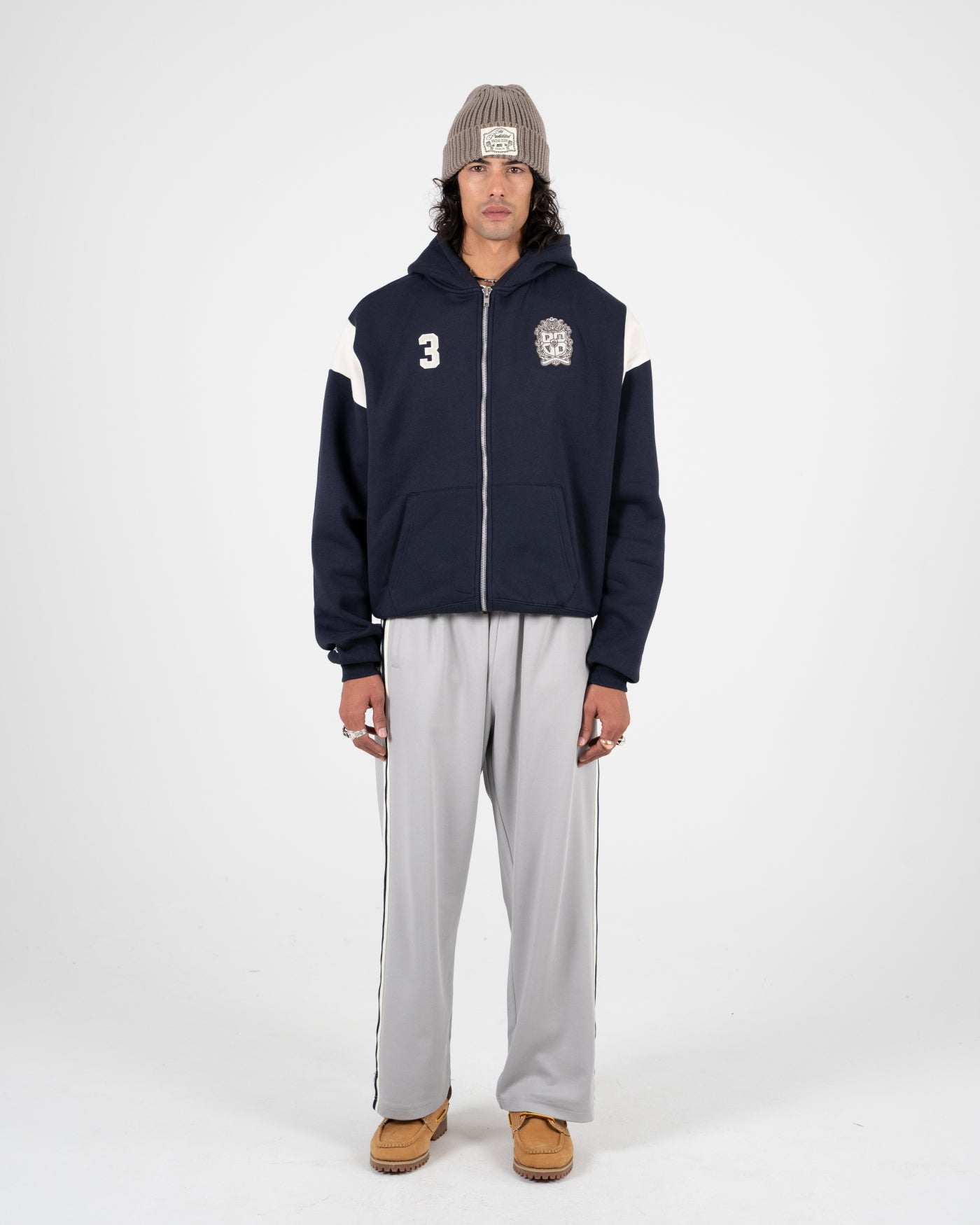 Club Member Contrast Zip-Hoodie | Navy