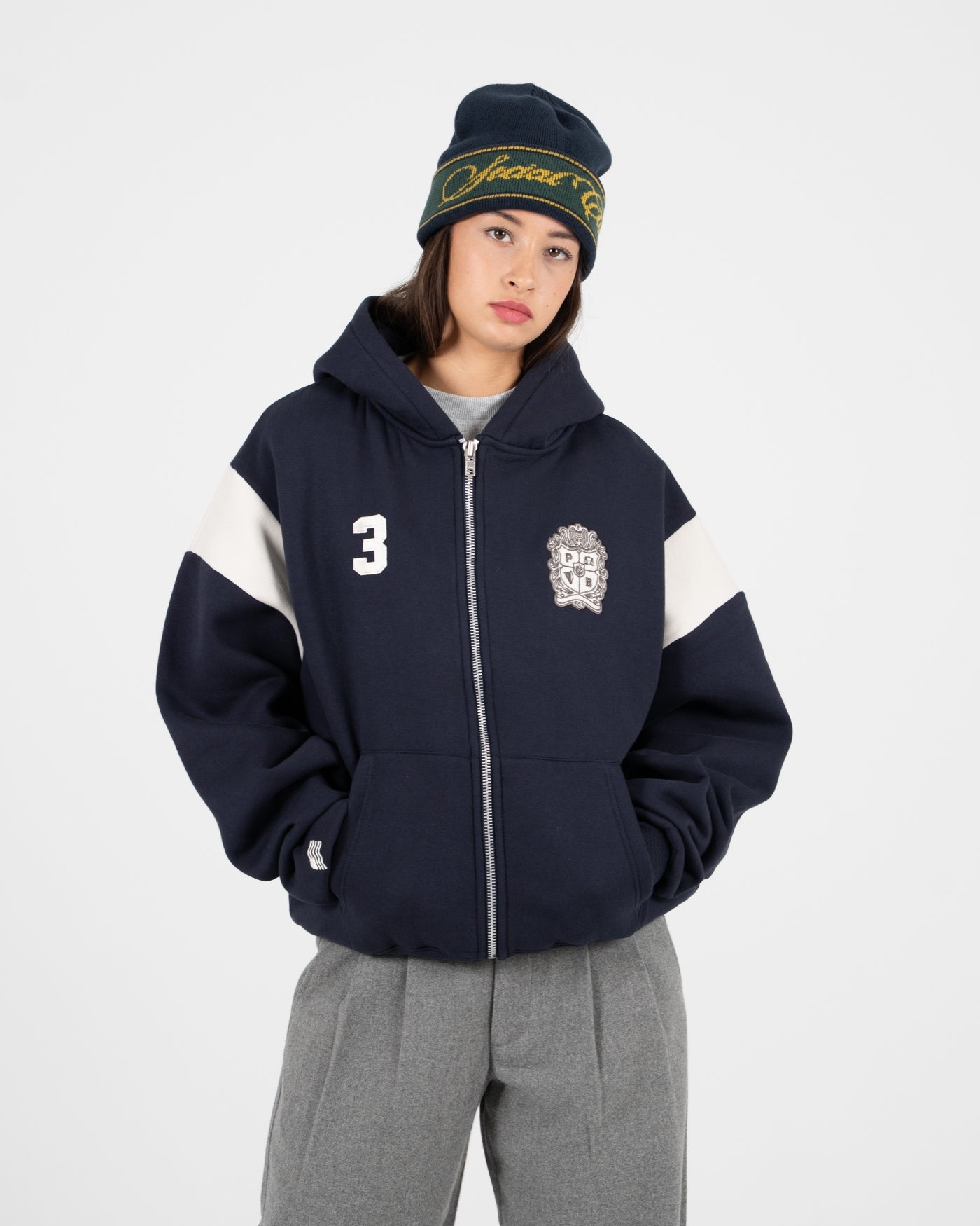 Club Member Contrast Zip-Hoodie | Navy