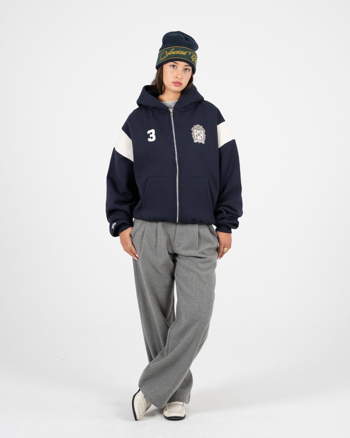 Club Member Contrast Zip-Hoodie | Navy