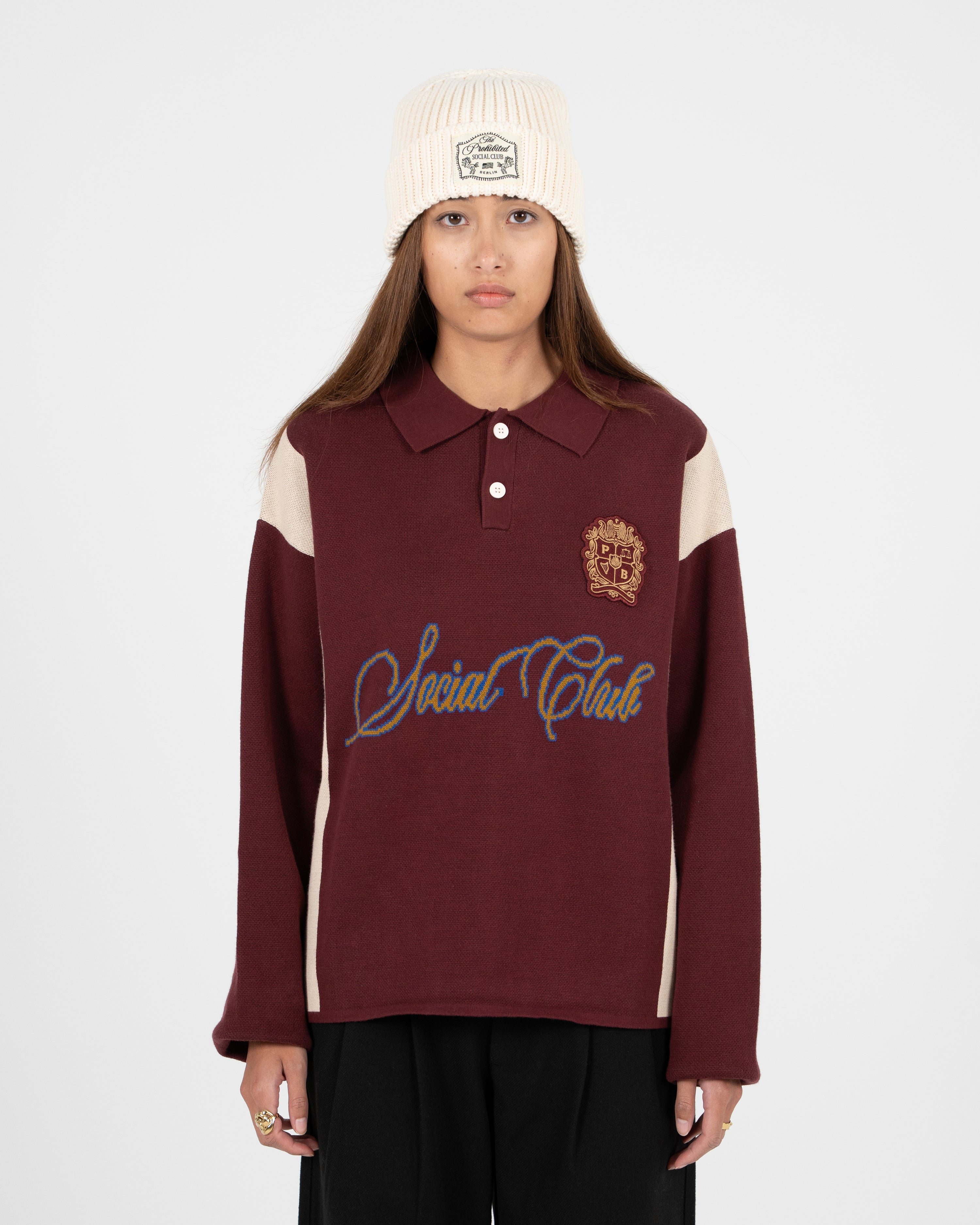 Contrast Clubhouse Knit Bordeaux
