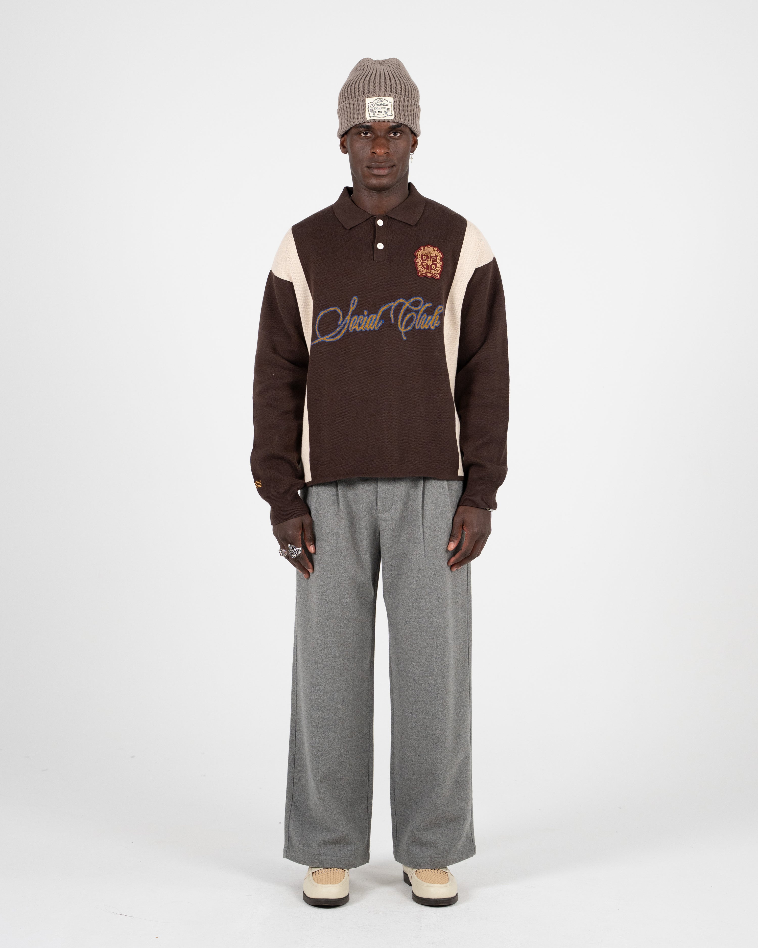 Contrast Clubhouse Knit Brown