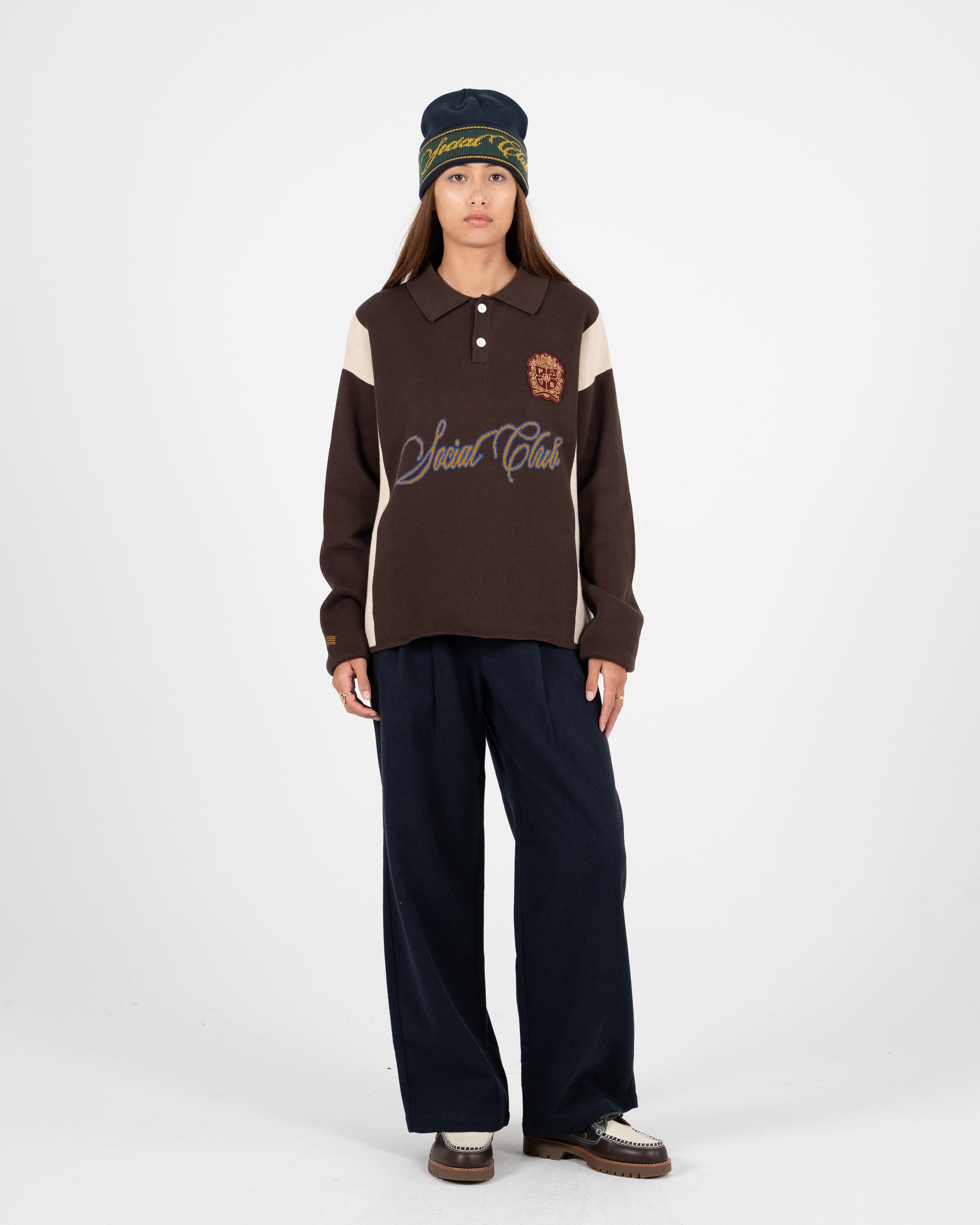 Contrast Clubhouse Knit Brown