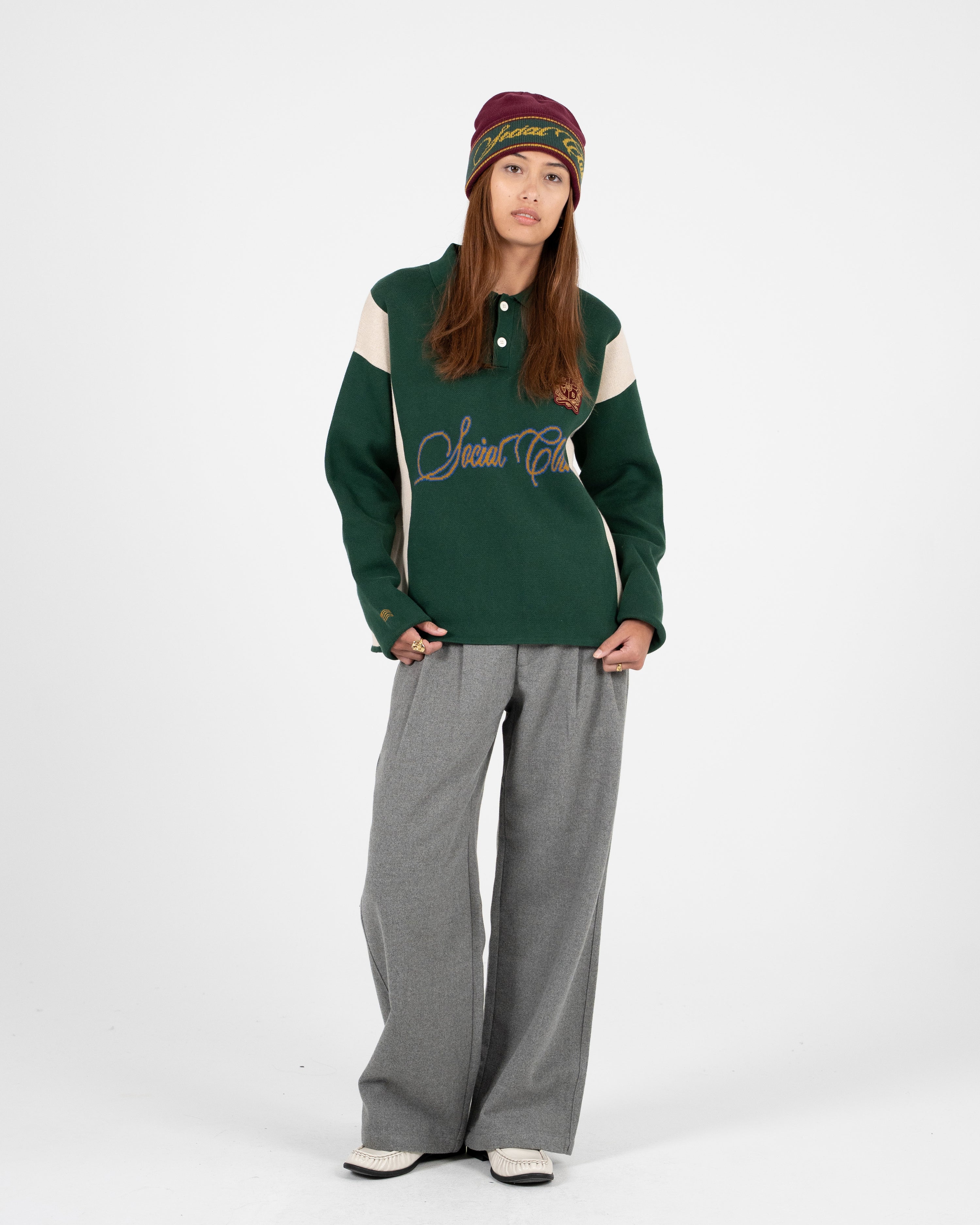 Contrast Clubhouse Knit Green