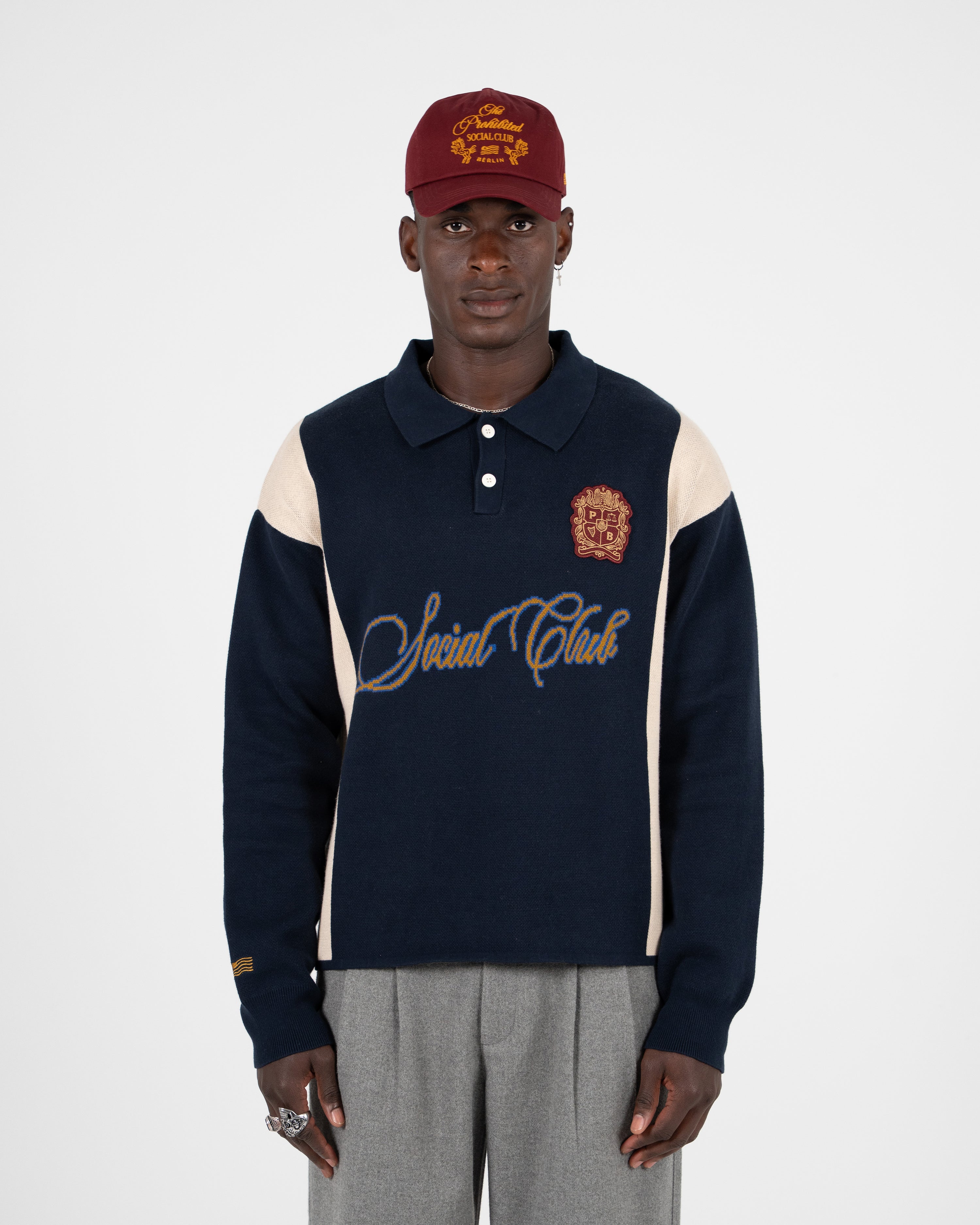 Contrast Clubhouse Knit Navy