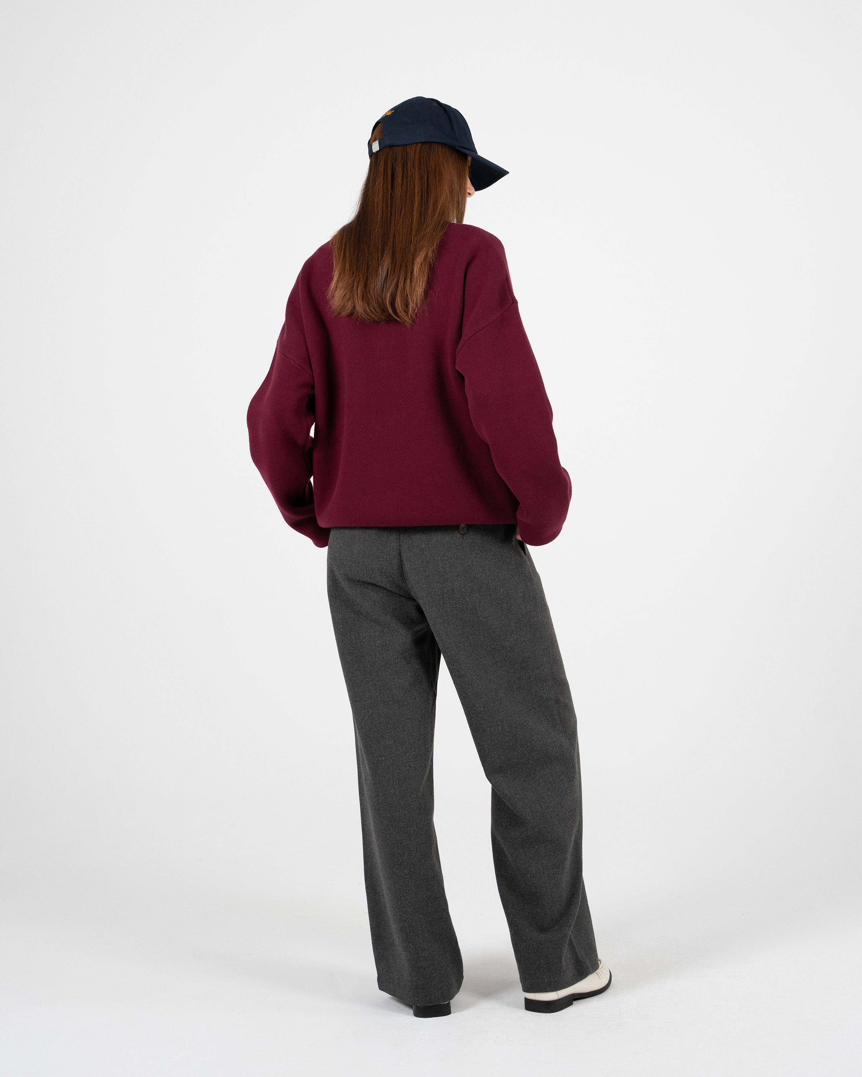 Contrast SC Knit Sweater Bordeaux