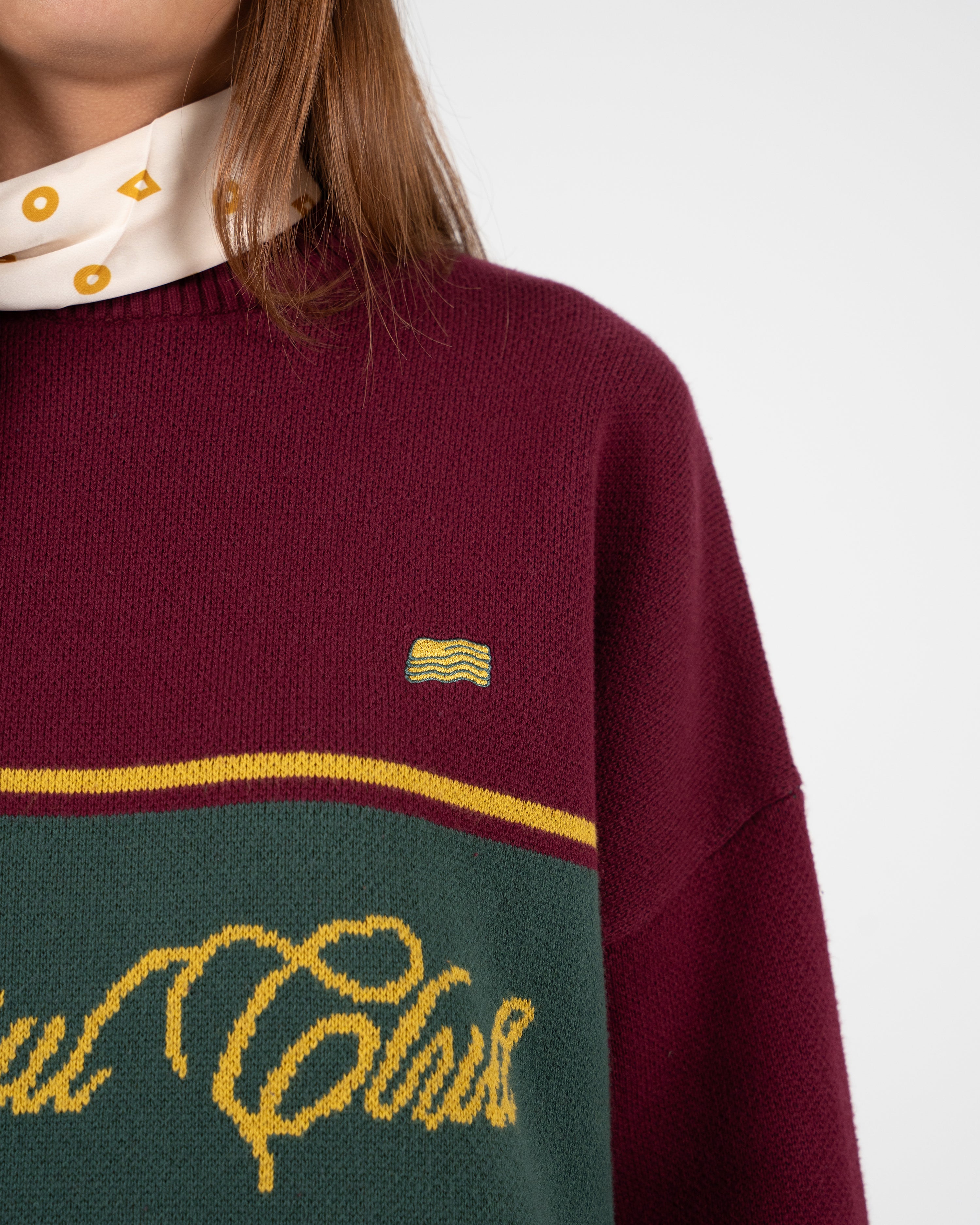 Contrast SC Knit Sweater Bordeaux