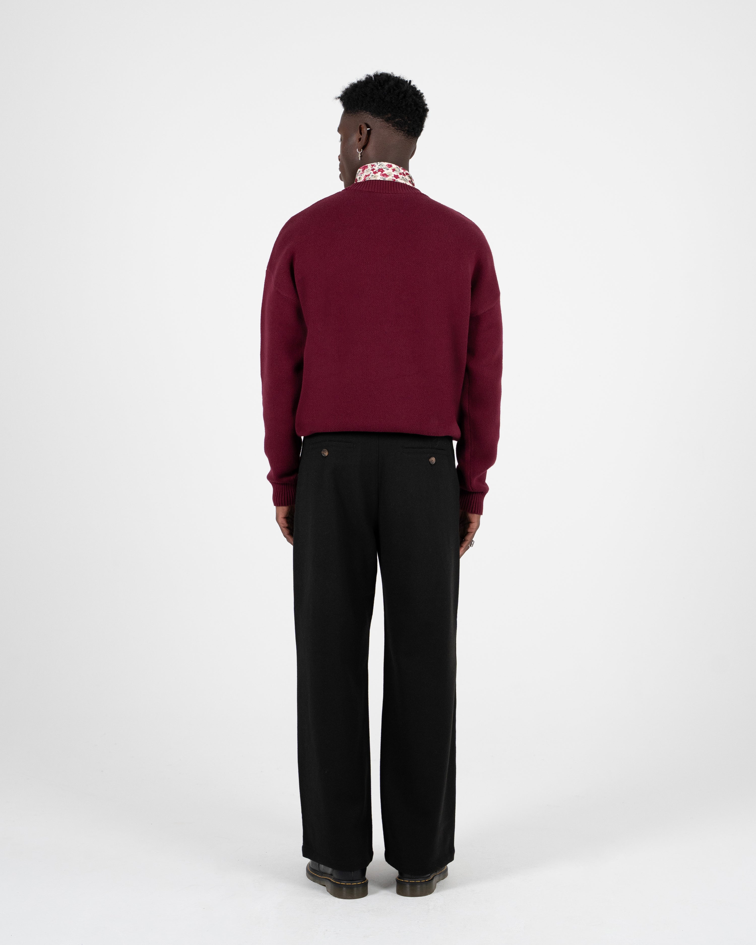 Contrast SC Knit Sweater Bordeaux