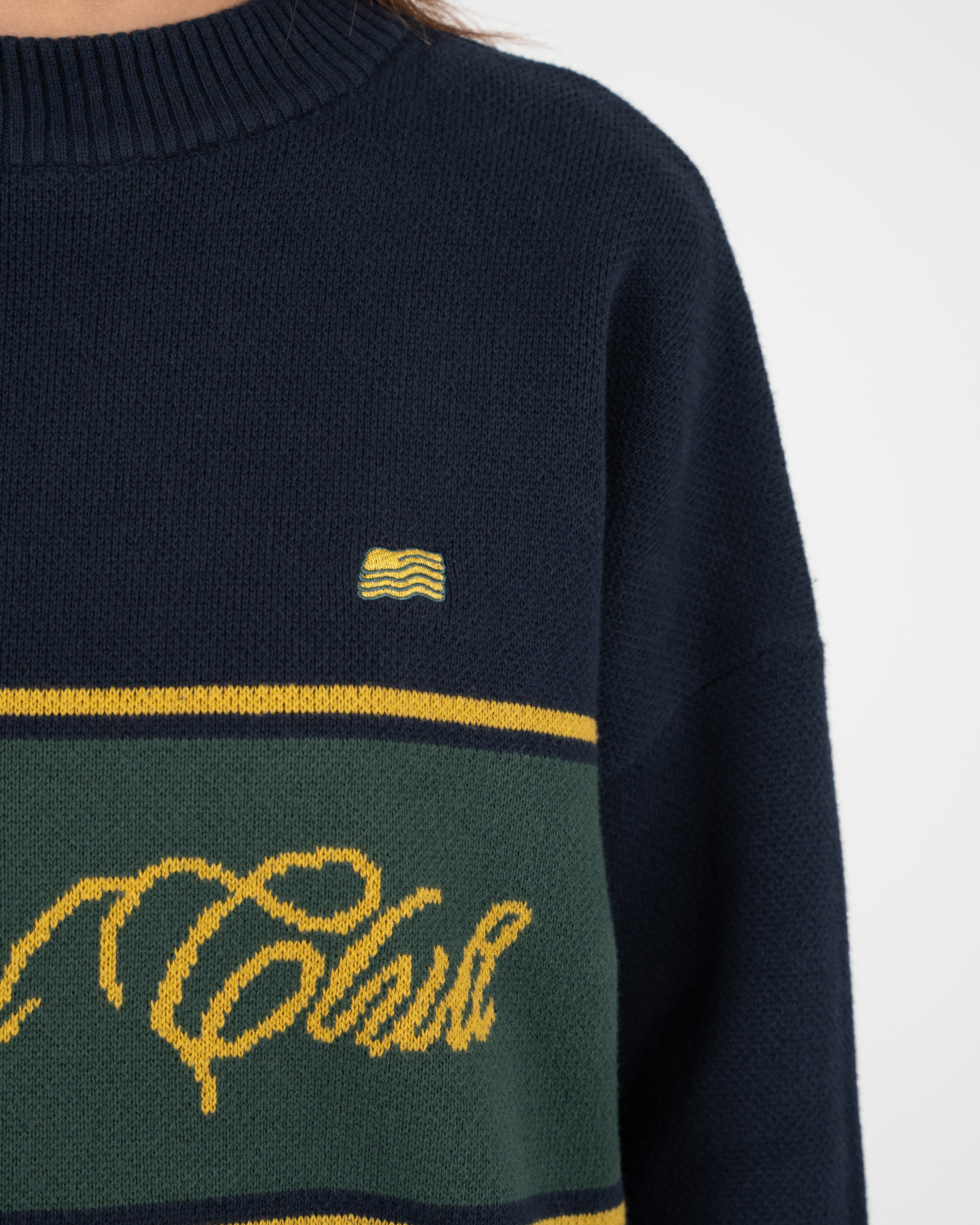 Contrast SC Knit Sweater Navy