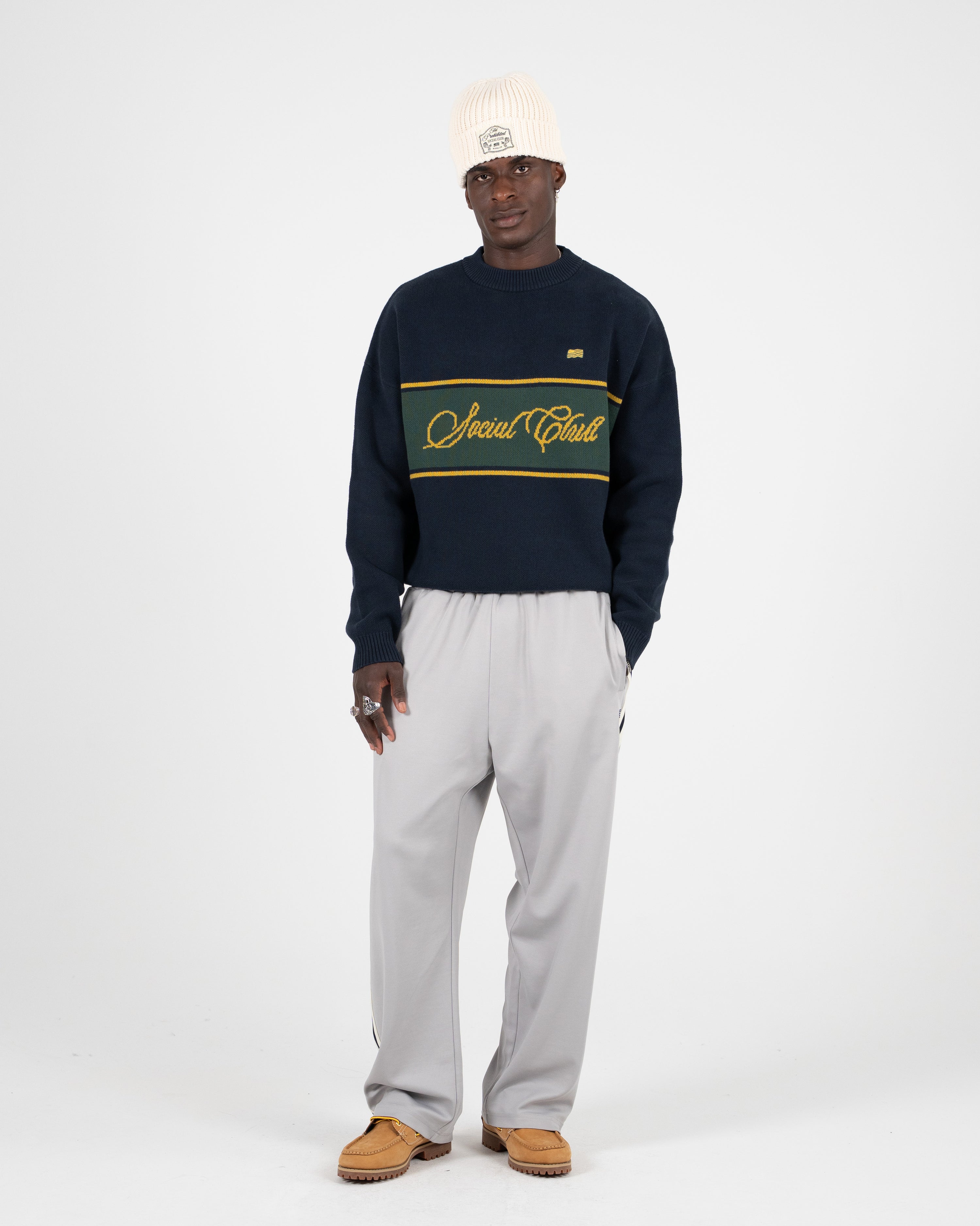 Contrast SC Knit Sweater Navy