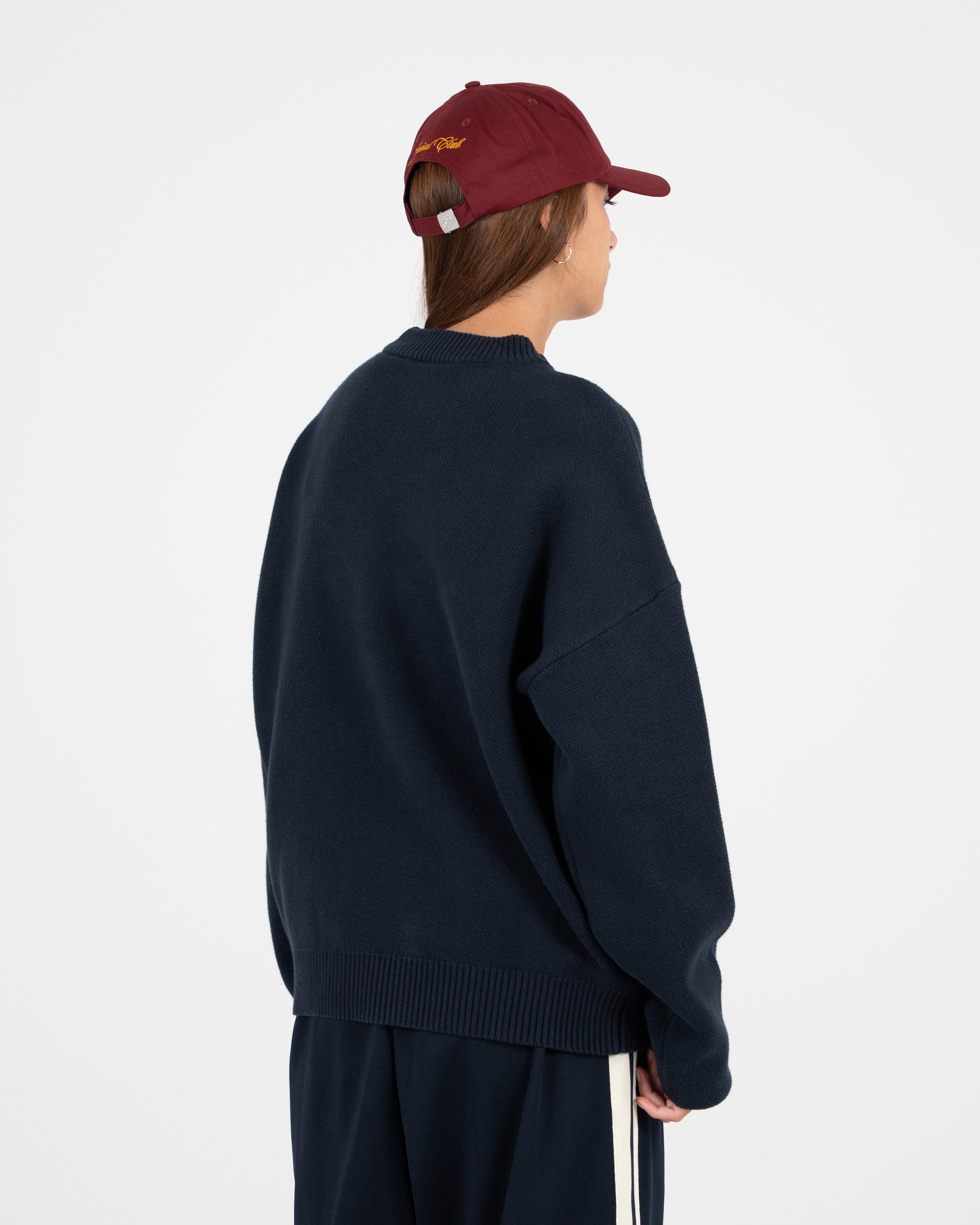 Contrast SC Knit Sweater Navy