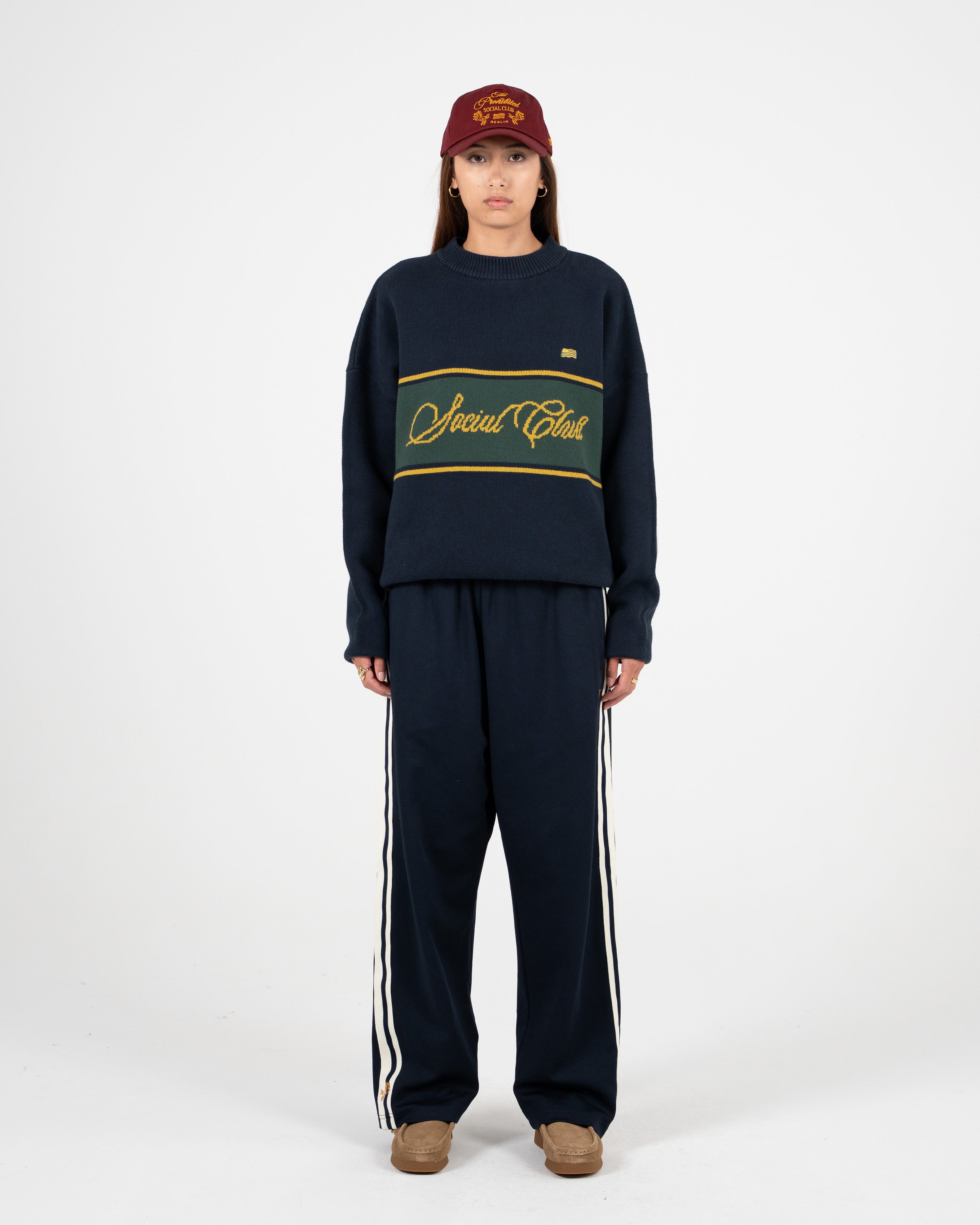 Contrast SC Knit Sweater Navy