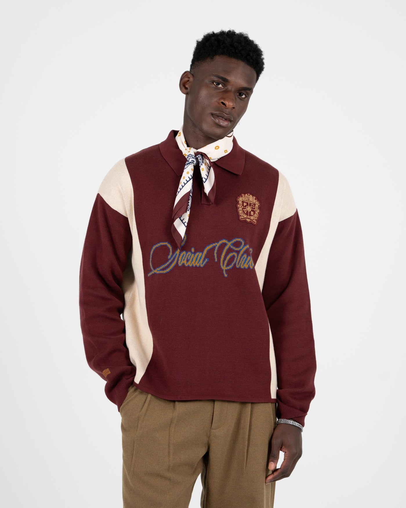 Contrast Clubhouse Knit | Bordeaux