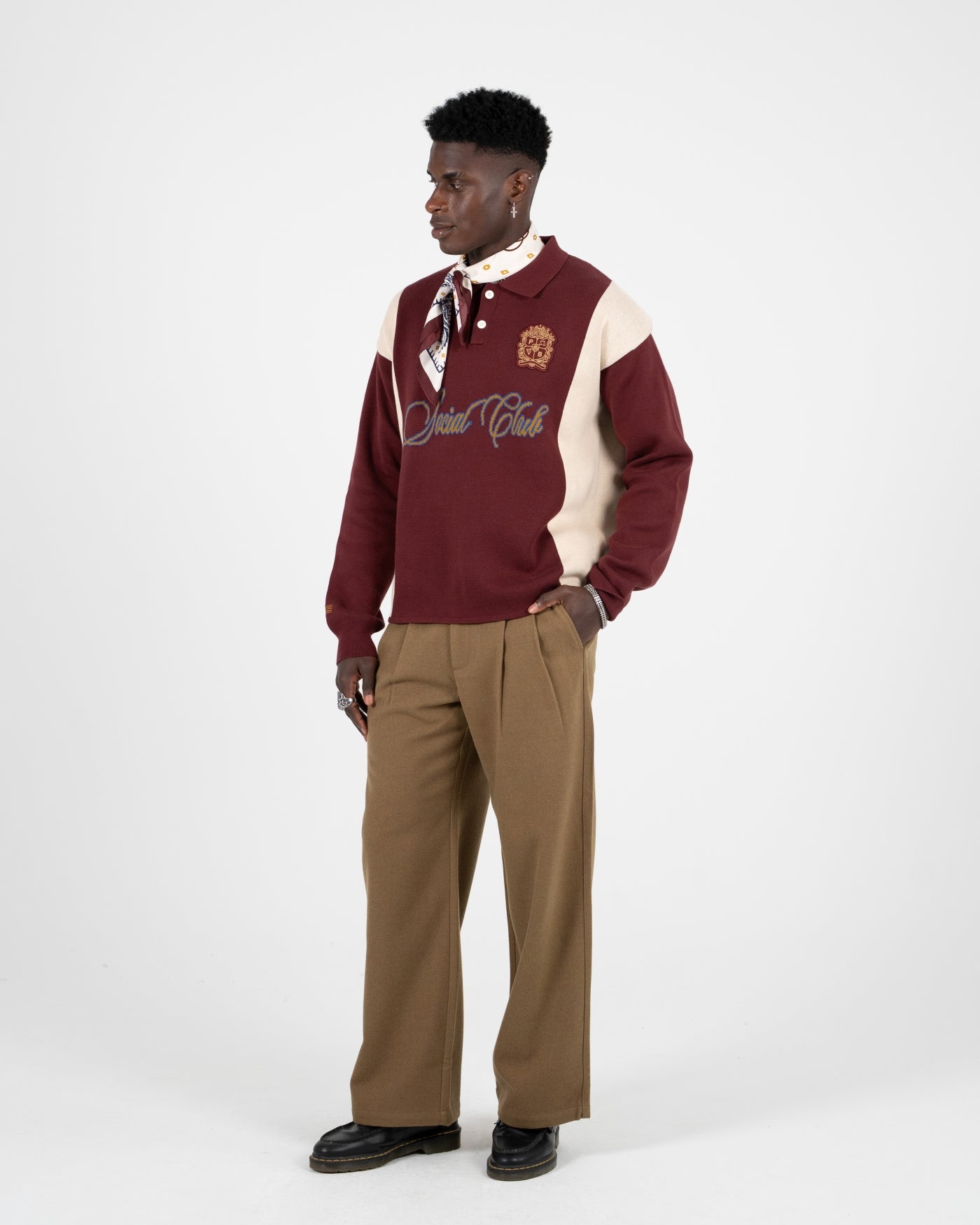 Contrast Clubhouse Knit | Bordeaux