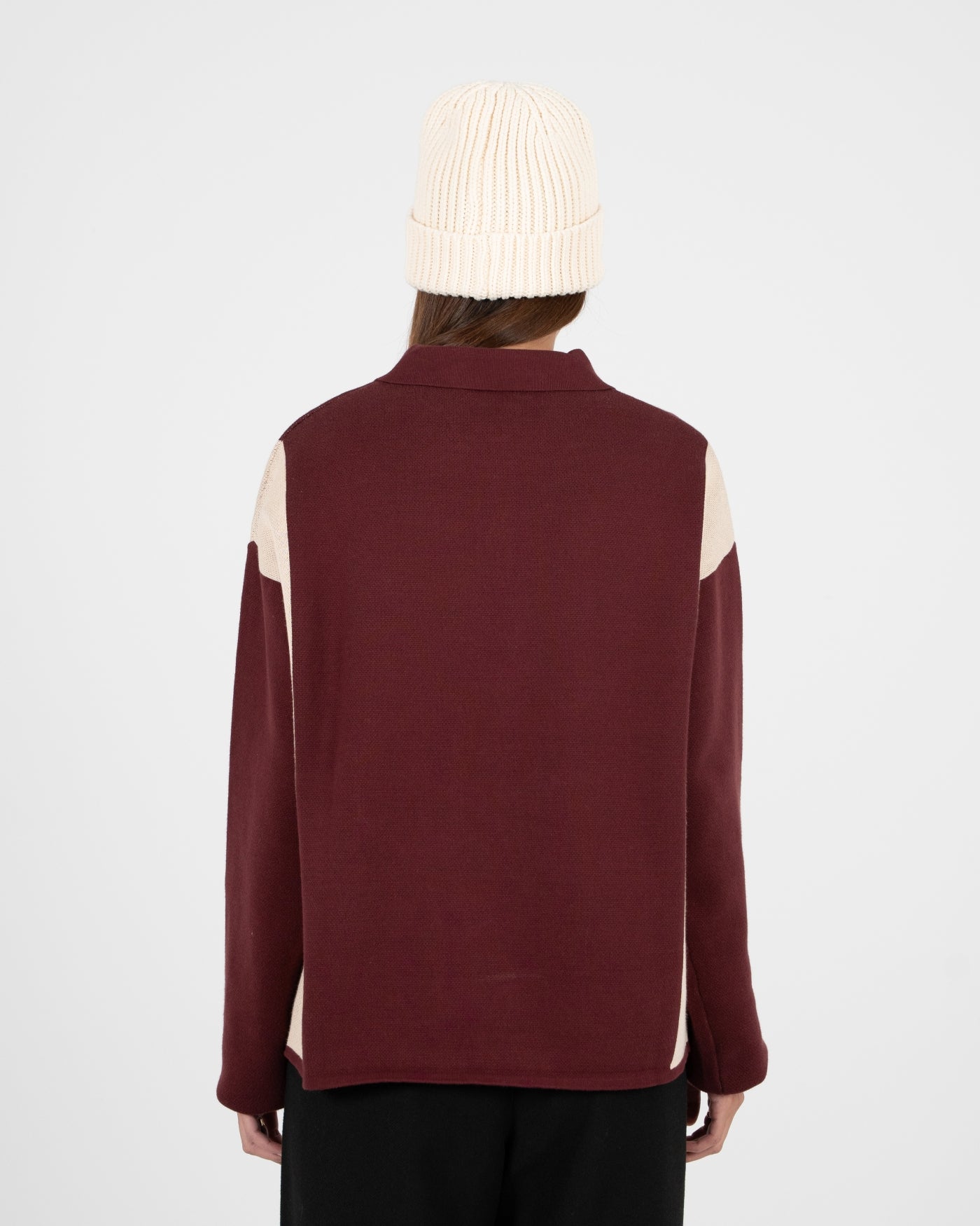 Contrast Clubhouse Knit | Bordeaux