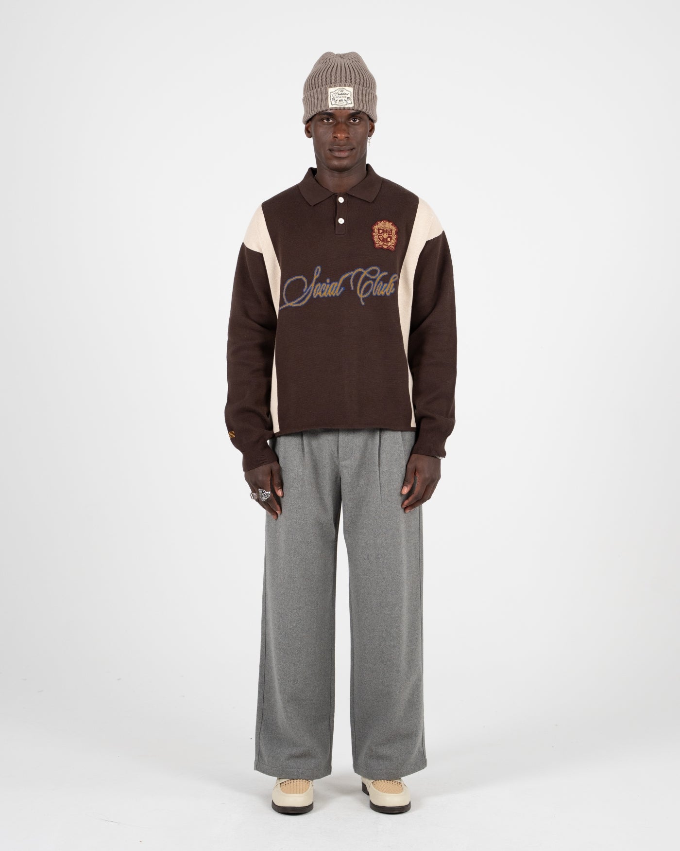 Contrast Clubhouse Knit | Brown