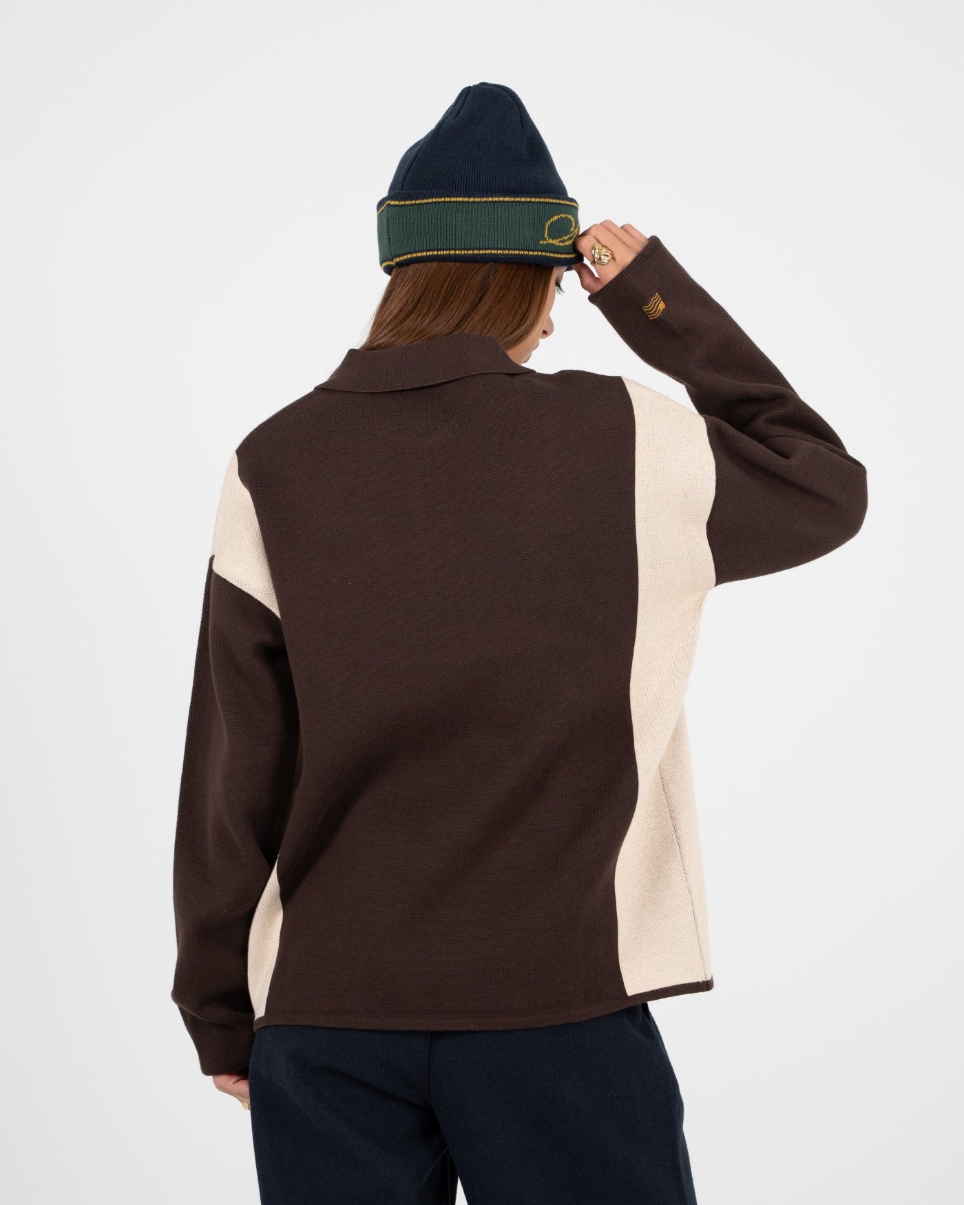 Contrast Clubhouse Knit | Brown