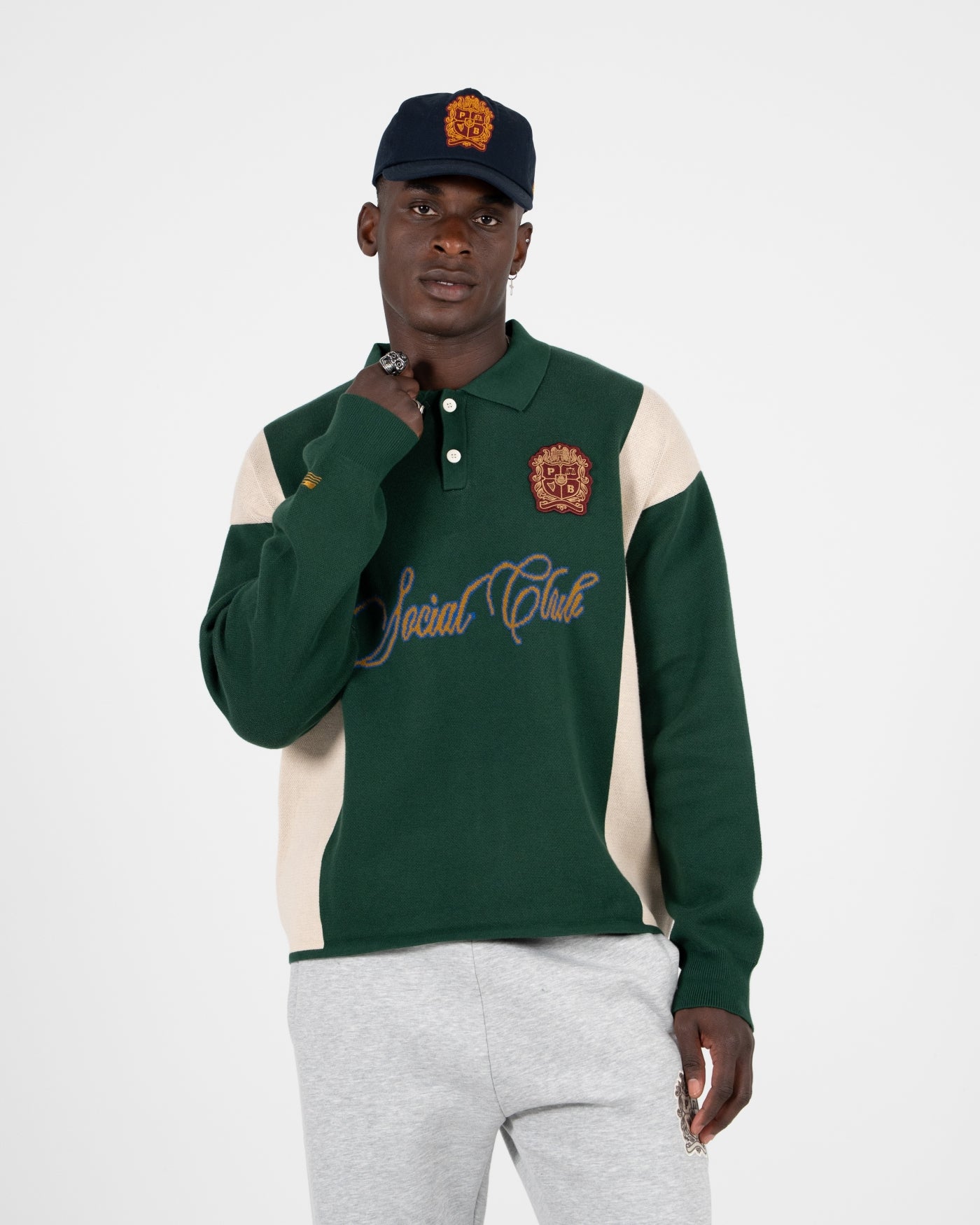 Contrast Clubhouse Knit | Dark Green
