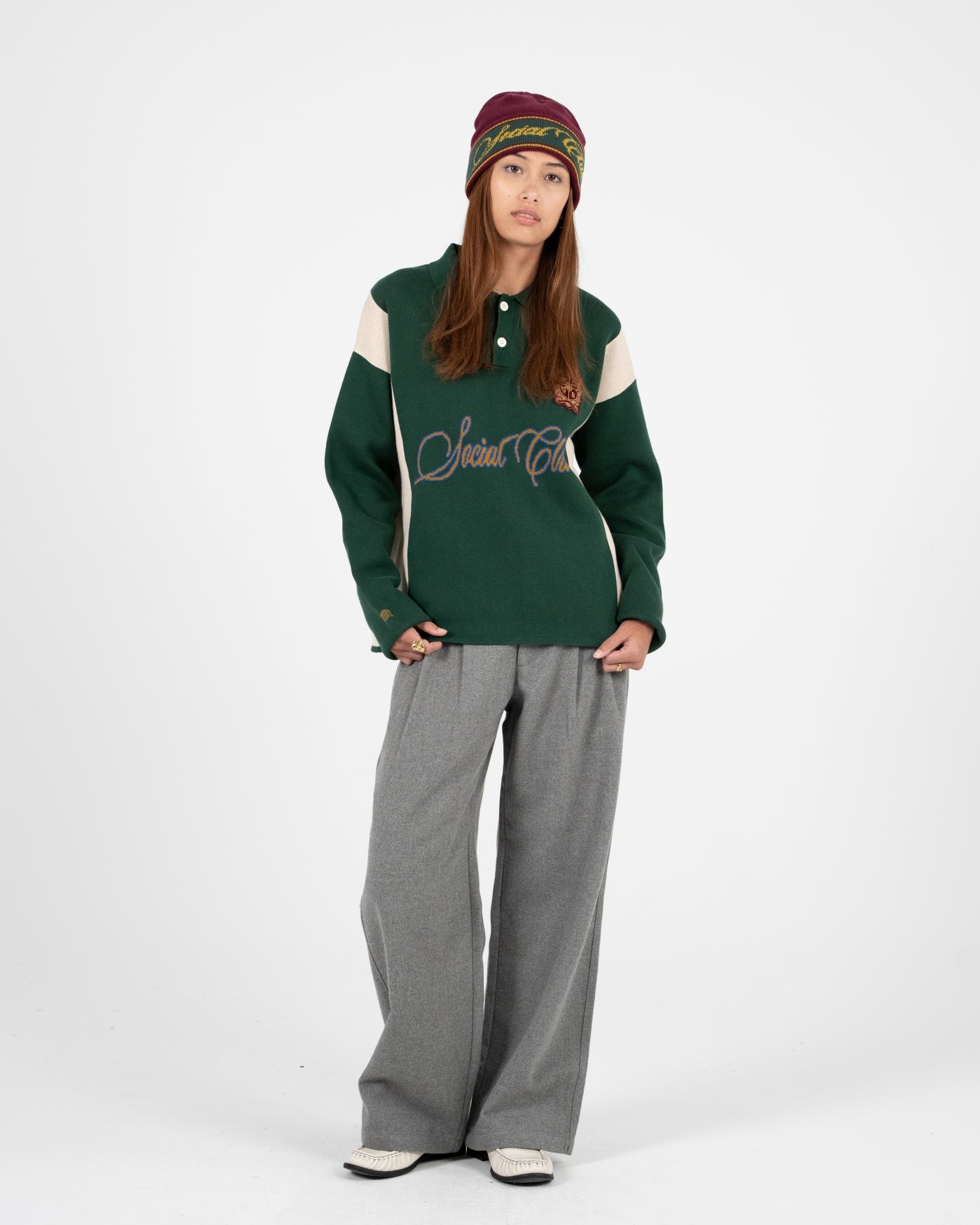 Contrast Clubhouse Knit | Dark Green