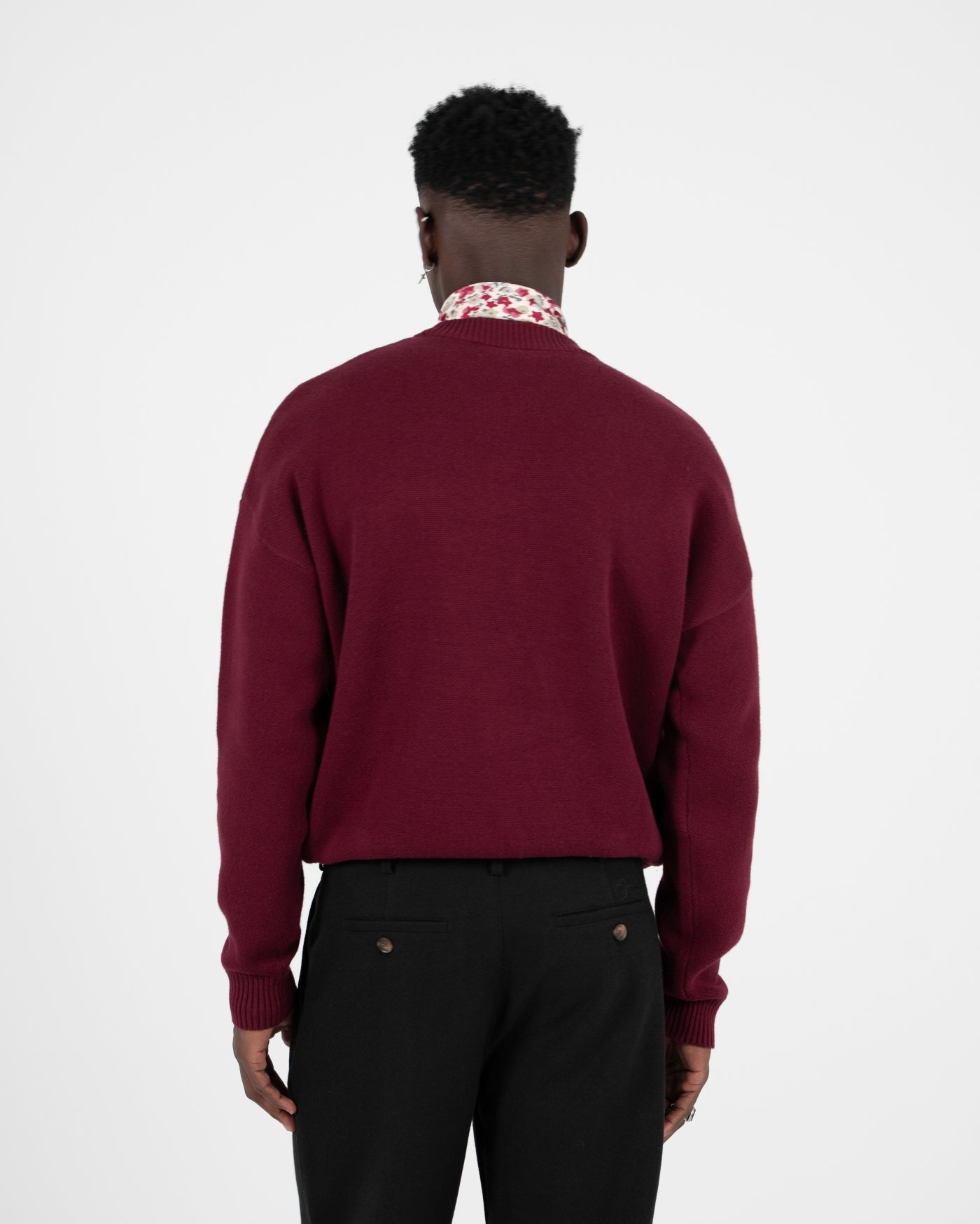 Contrast SC Knit Sweater | Bordeaux