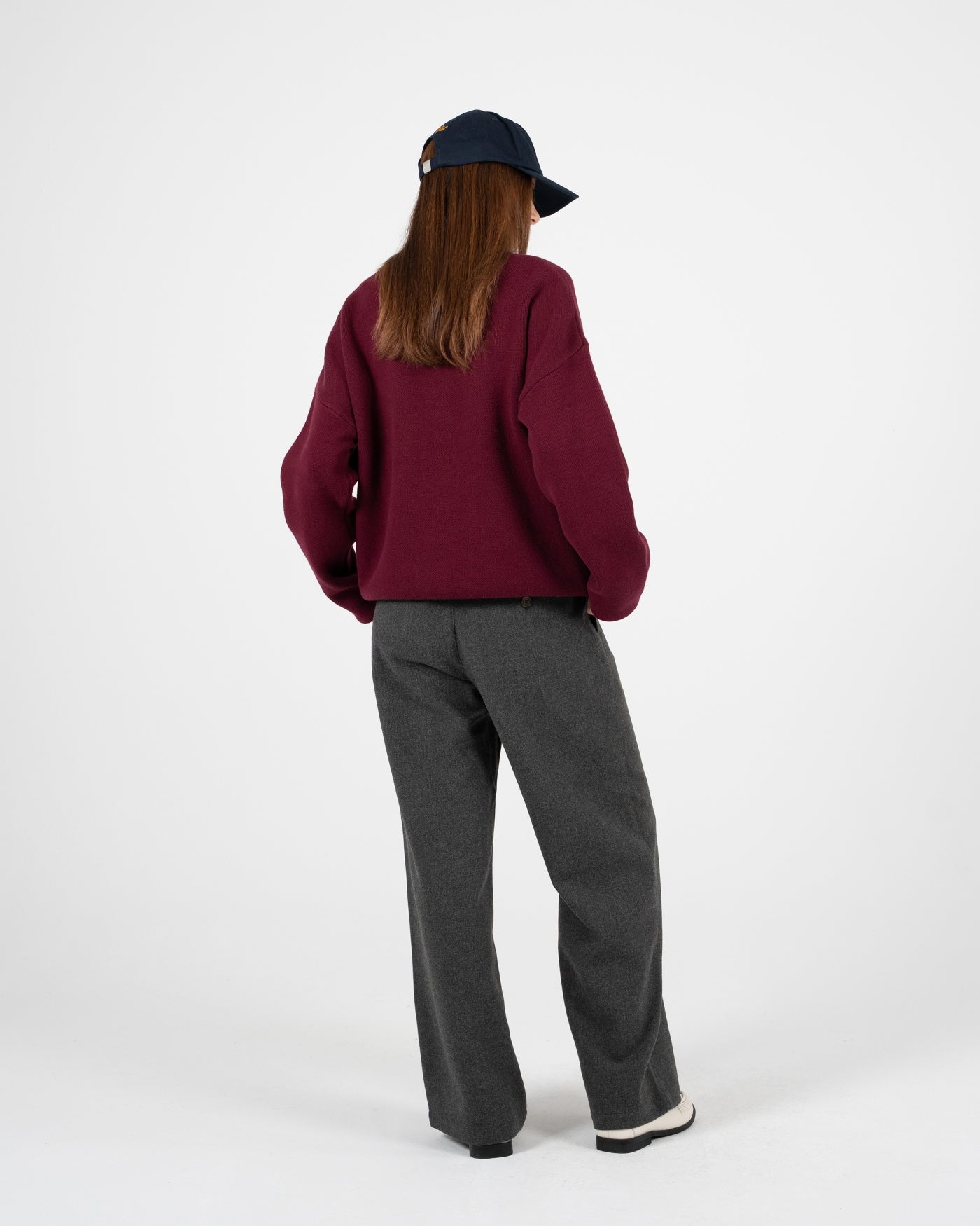Contrast SC Knit Sweater | Bordeaux