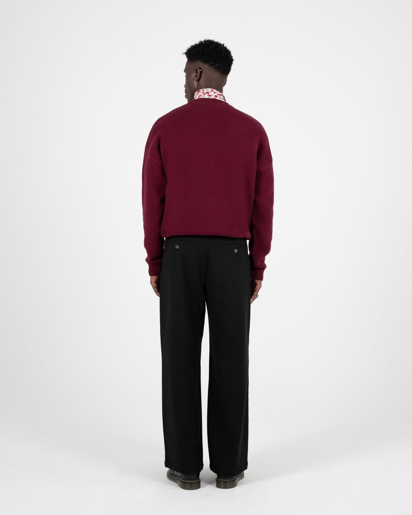 Contrast SC Knit Sweater | Bordeaux