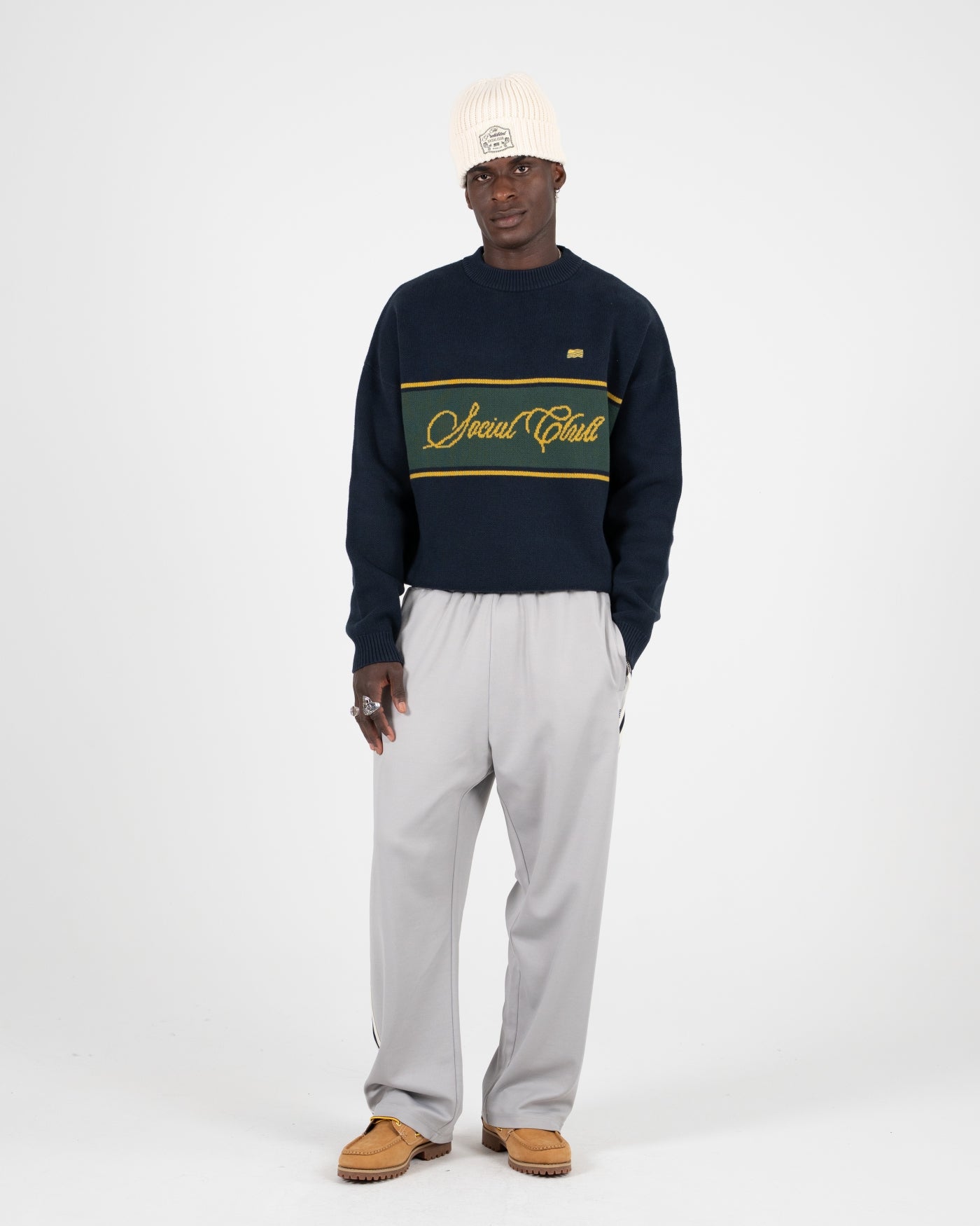 Contrast SC Knit Sweater | Navy