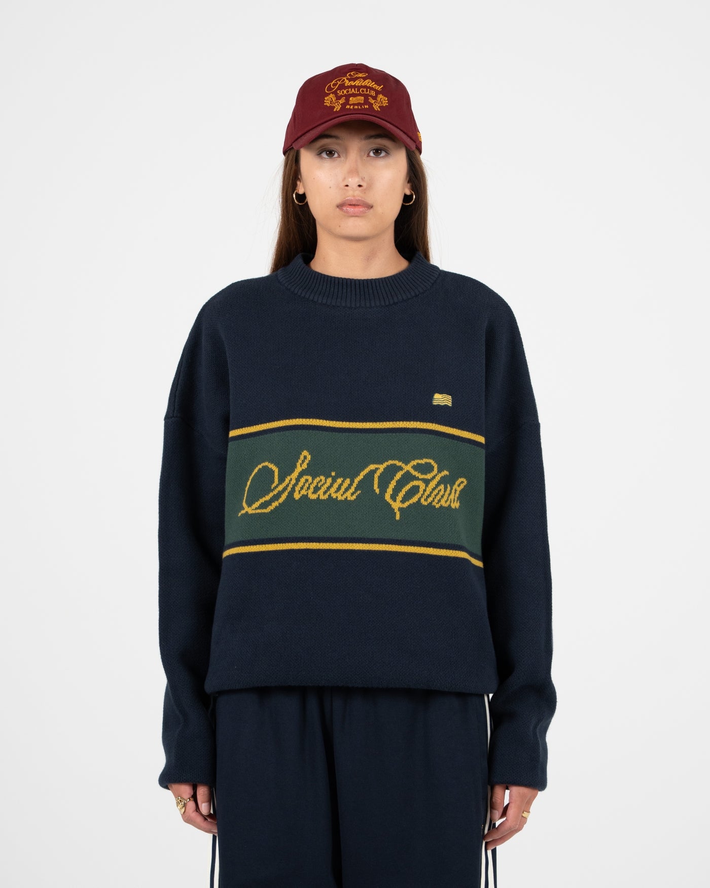 Contrast SC Knit Sweater | Navy