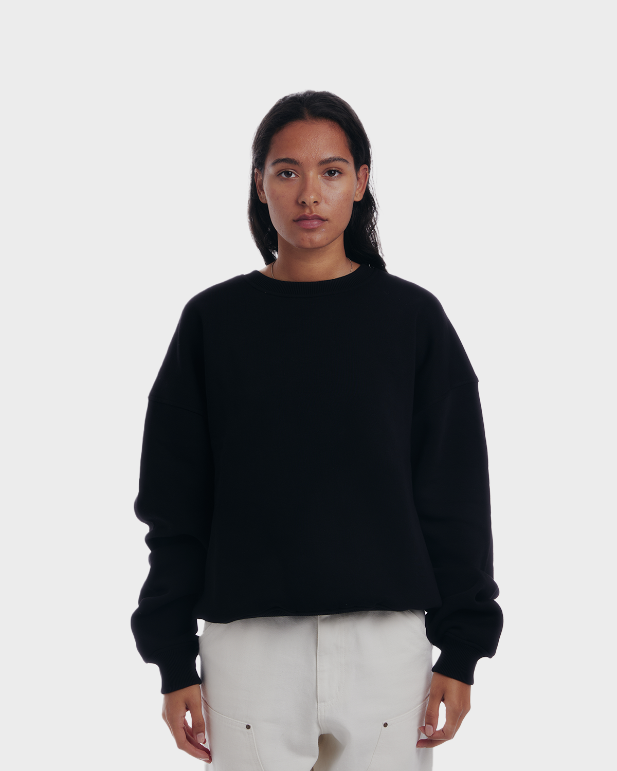 Black oversized crew clearance neck sweatshirt