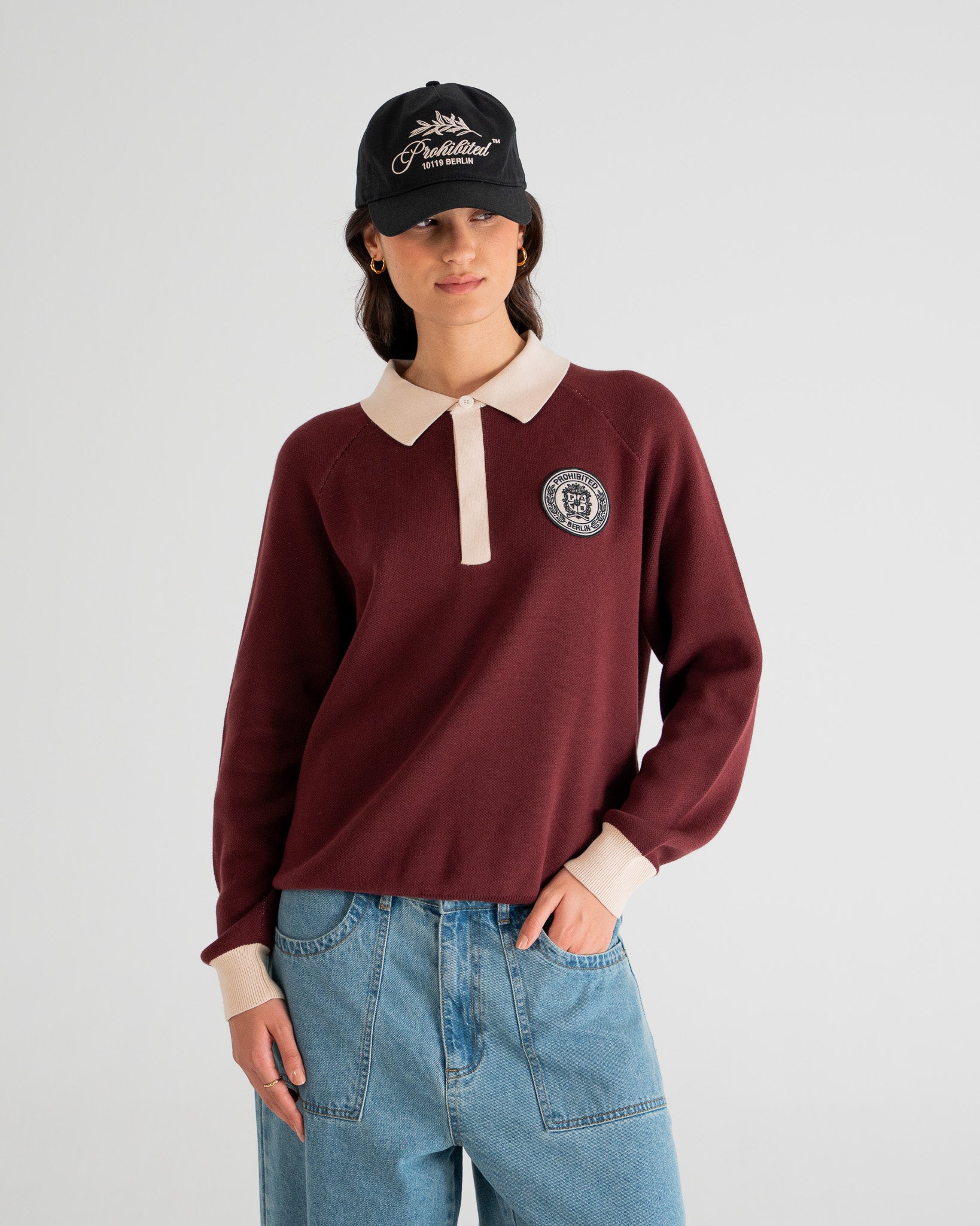 Cup Knitted Jersey | Bordeaux