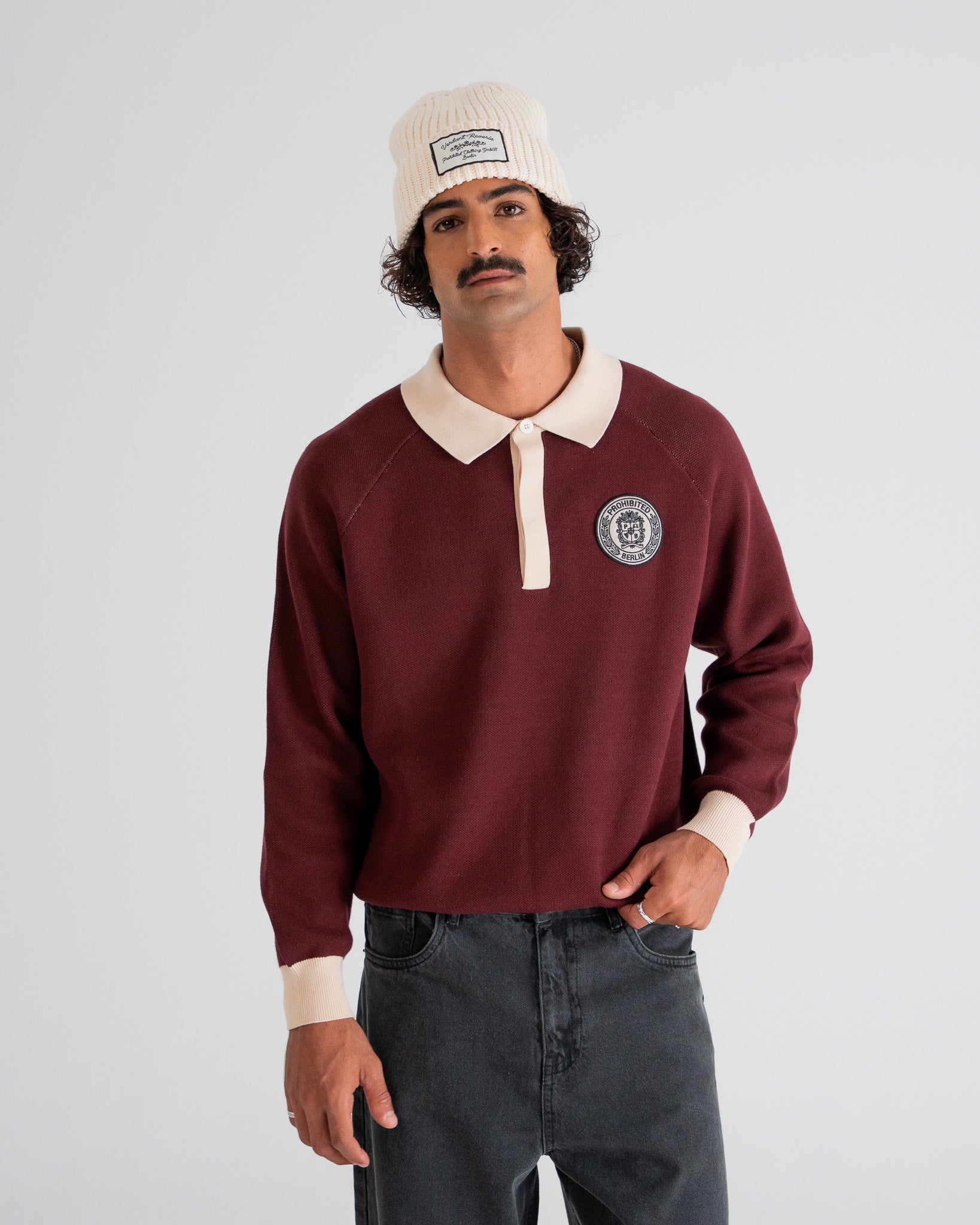 Cup Knitted Jersey | Bordeaux