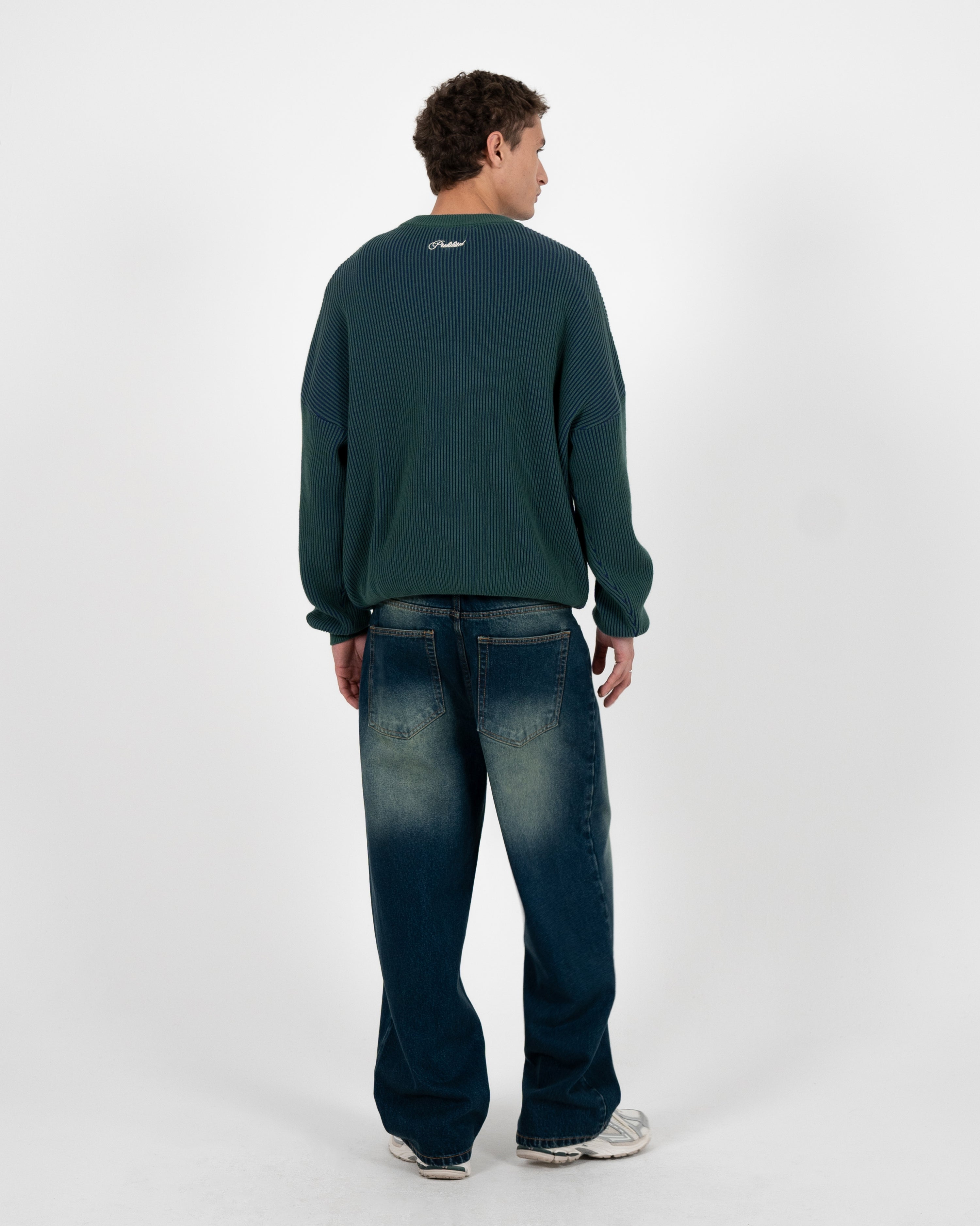 Cutoff Knit Sweater Green