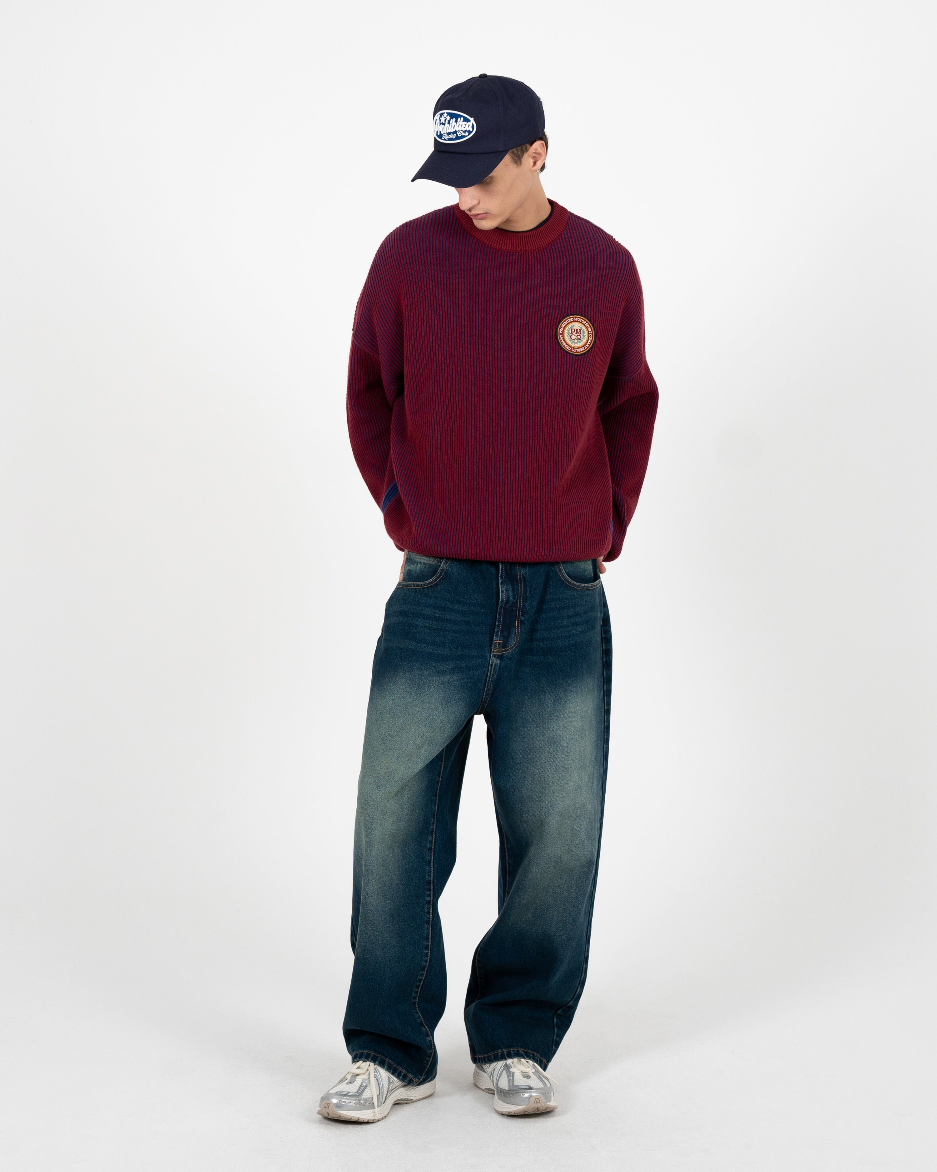 Cutoff Knit Sweater Red