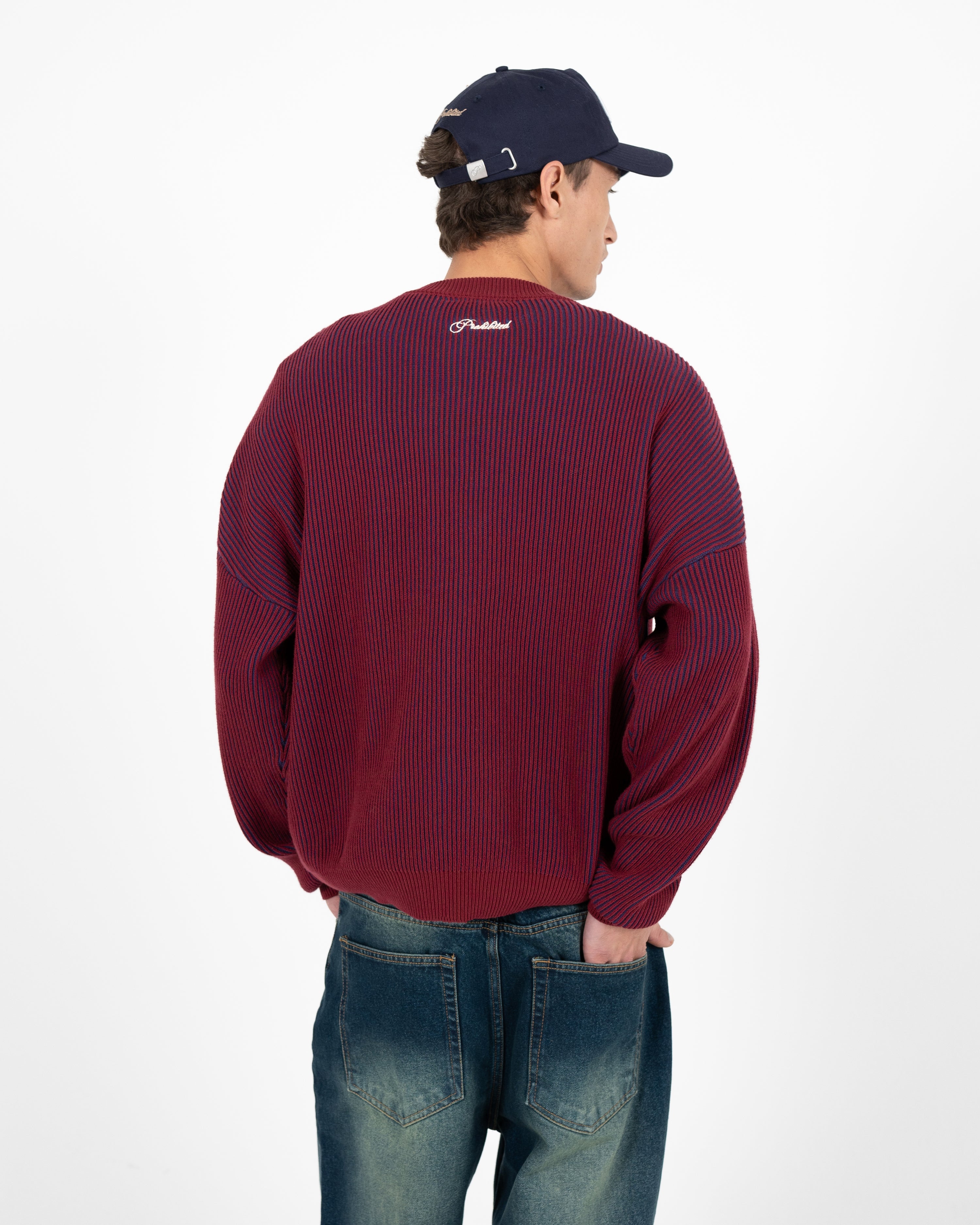 Cutoff Knit Sweater Red