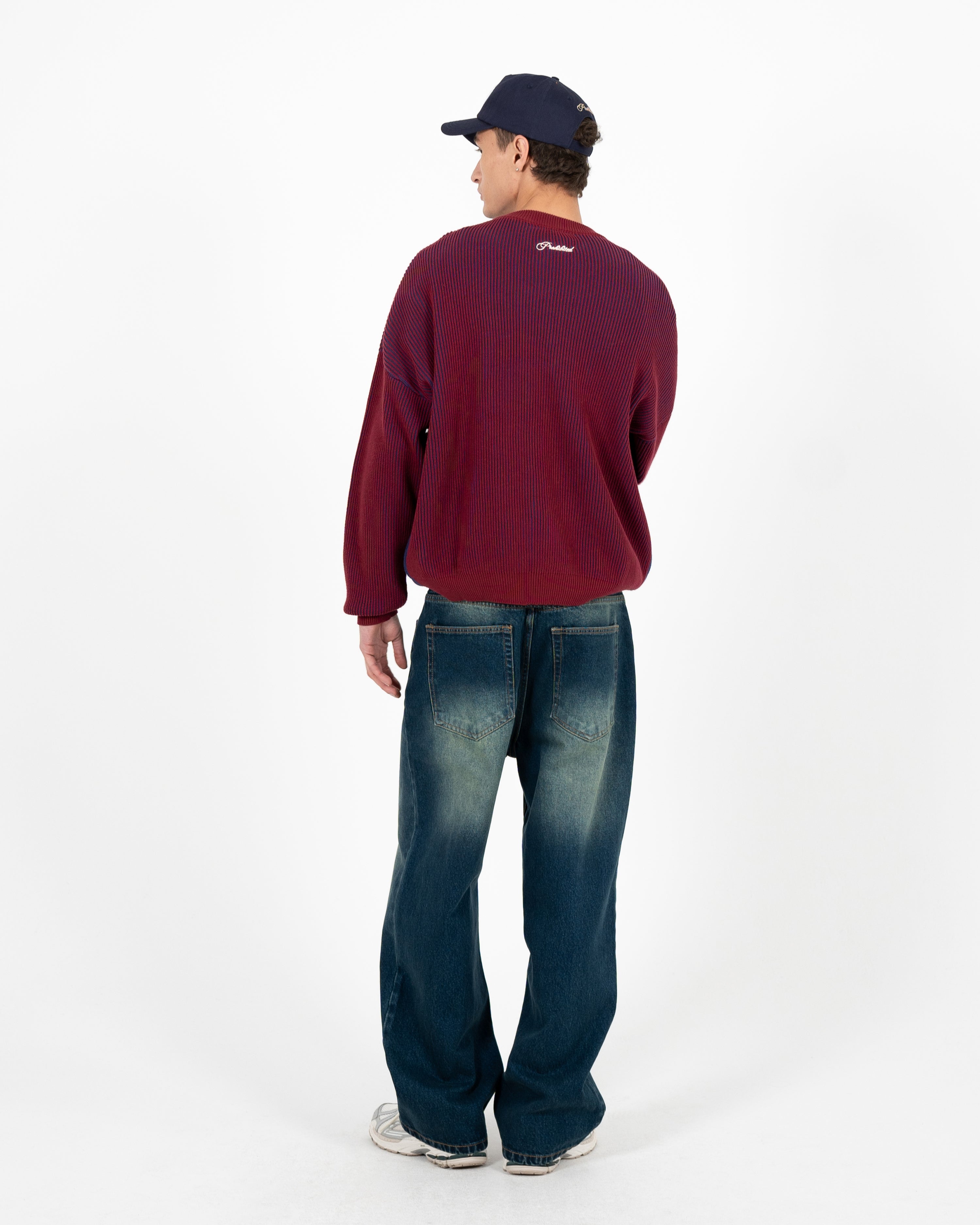 Cutoff Knit Sweater Red