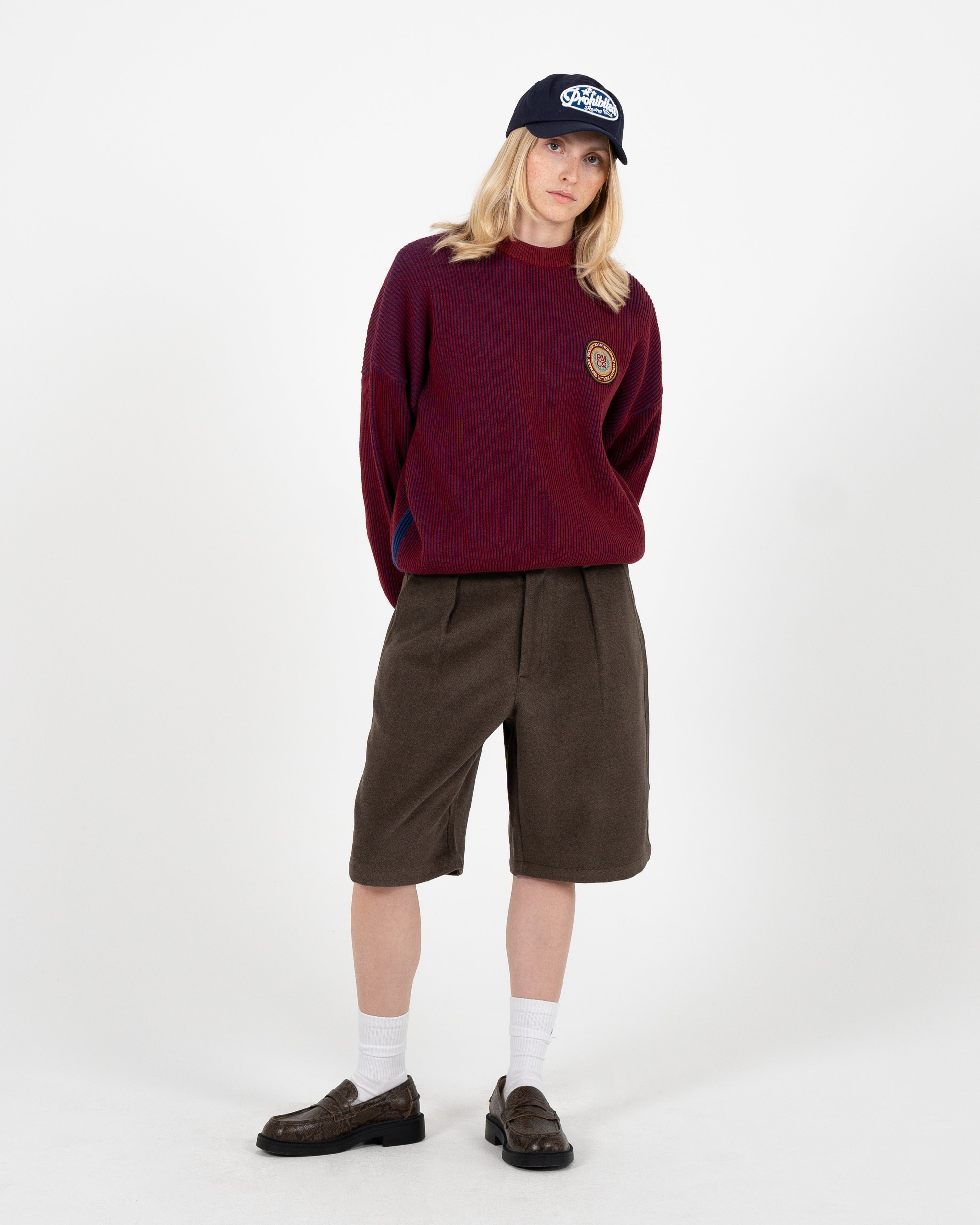 Cutoff Knit Sweater Red