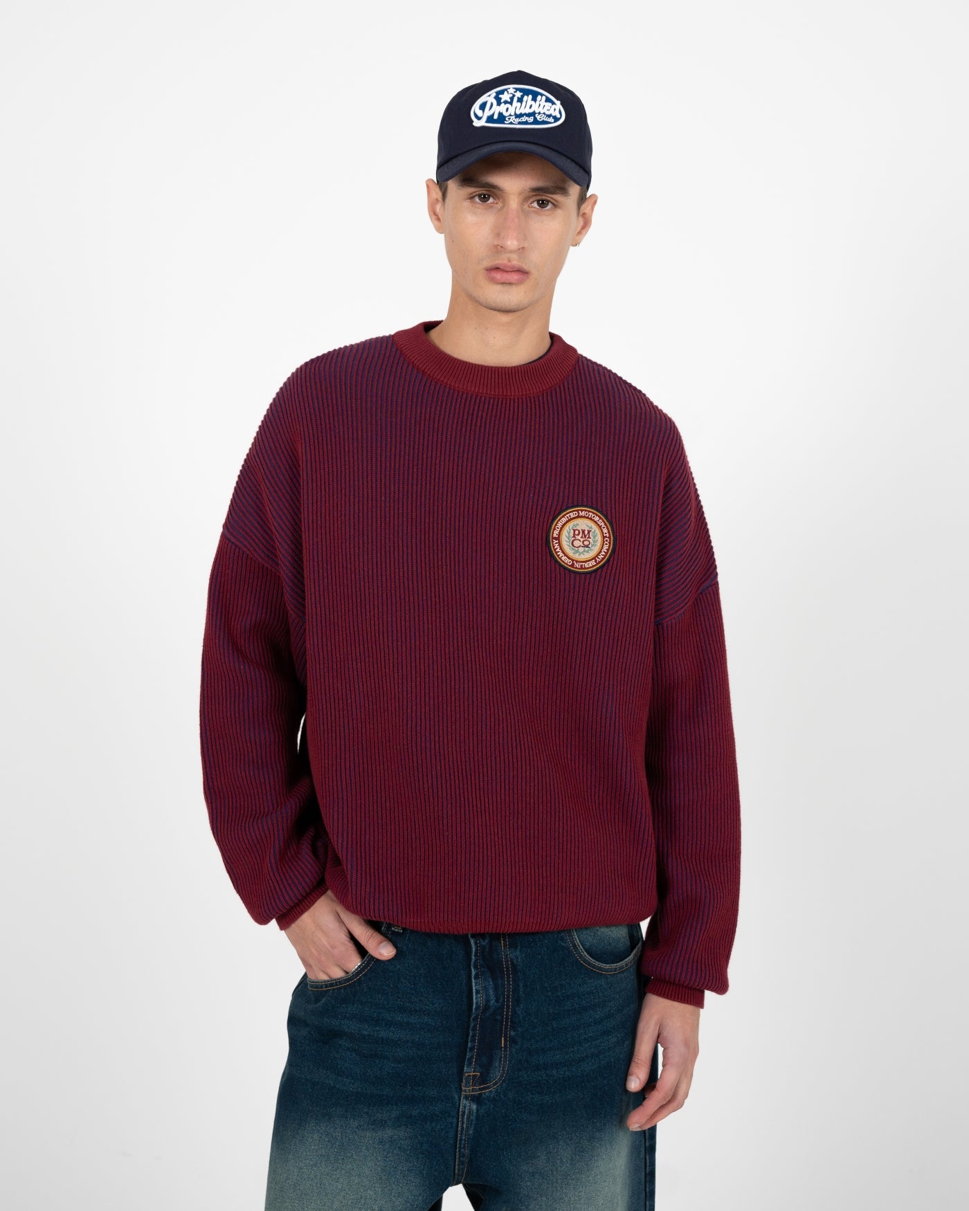 Cutoff Knit Sweater | Red