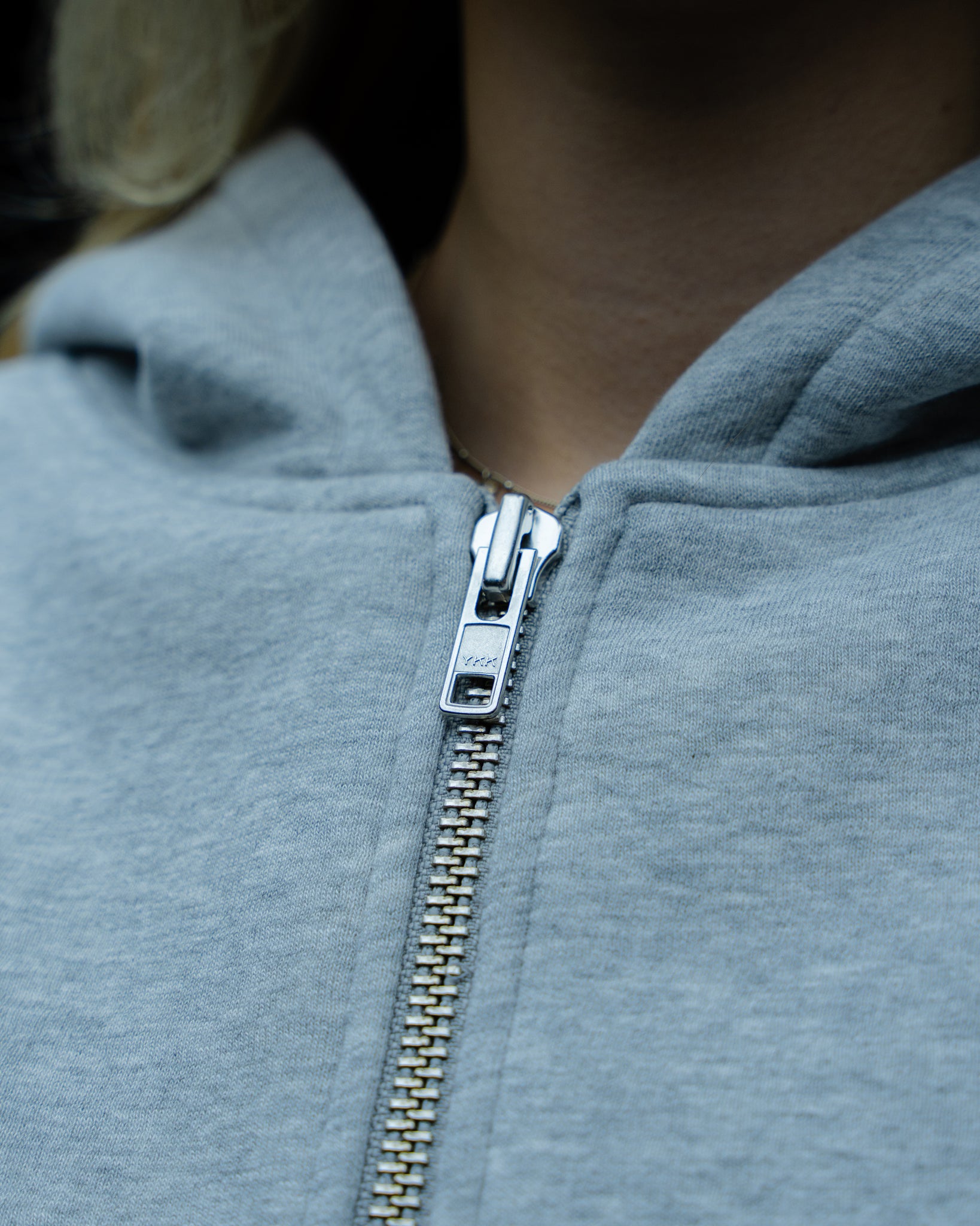 Cropped Zip-Hoodie Grey Melange