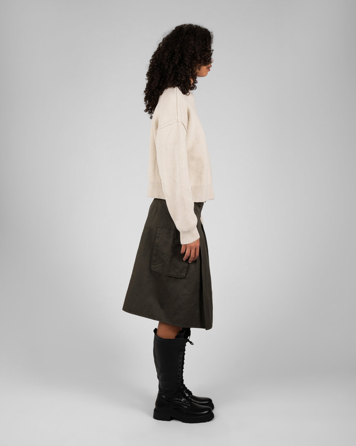 Throwback Double P Knit Sweater | Cream