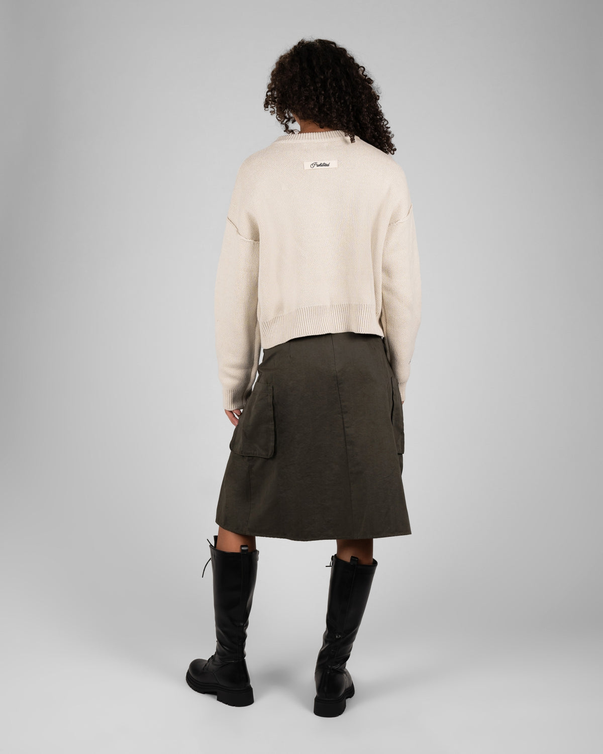 Throwback Double P Knit Sweater | Cream