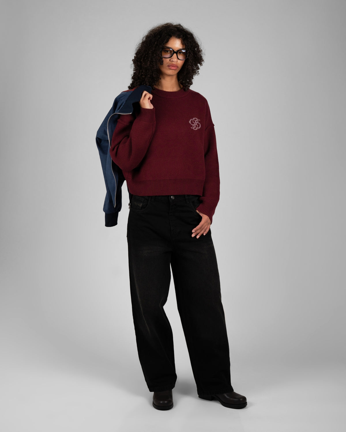 Throwback Double P Knit Sweater | Bordeaux
