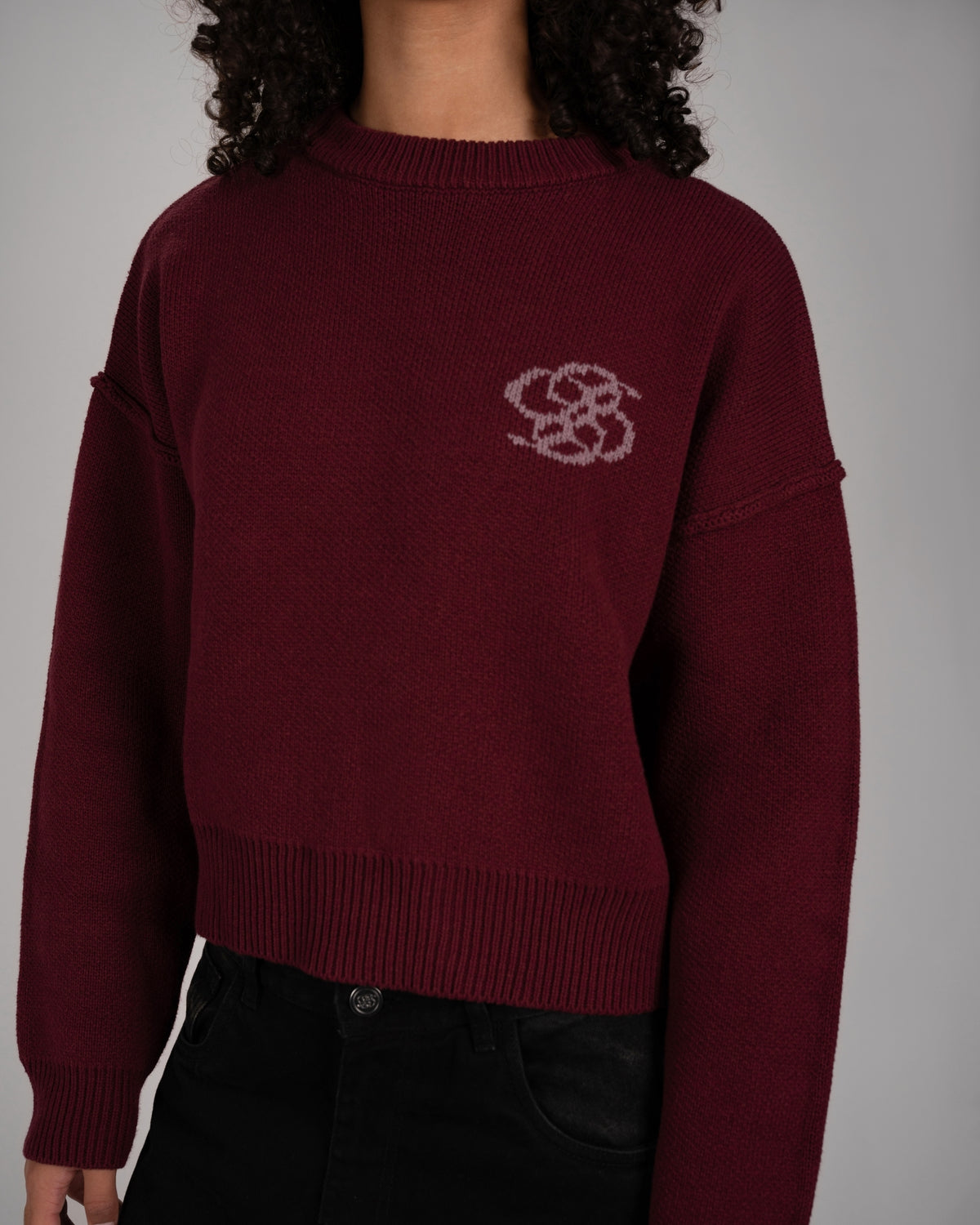 Throwback Double P Knit Sweater | Bordeaux