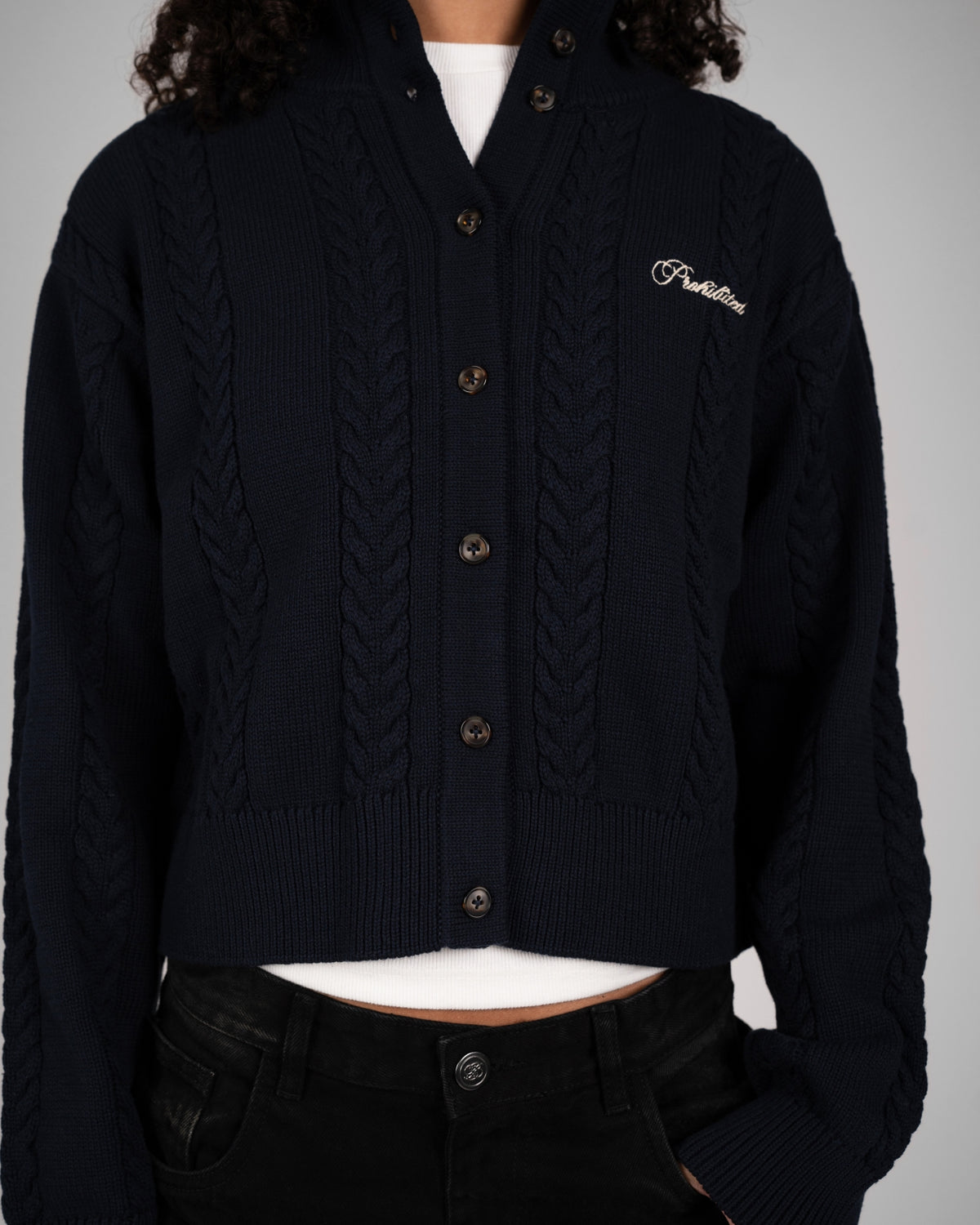 Library Cable Knit Jacket | Navy