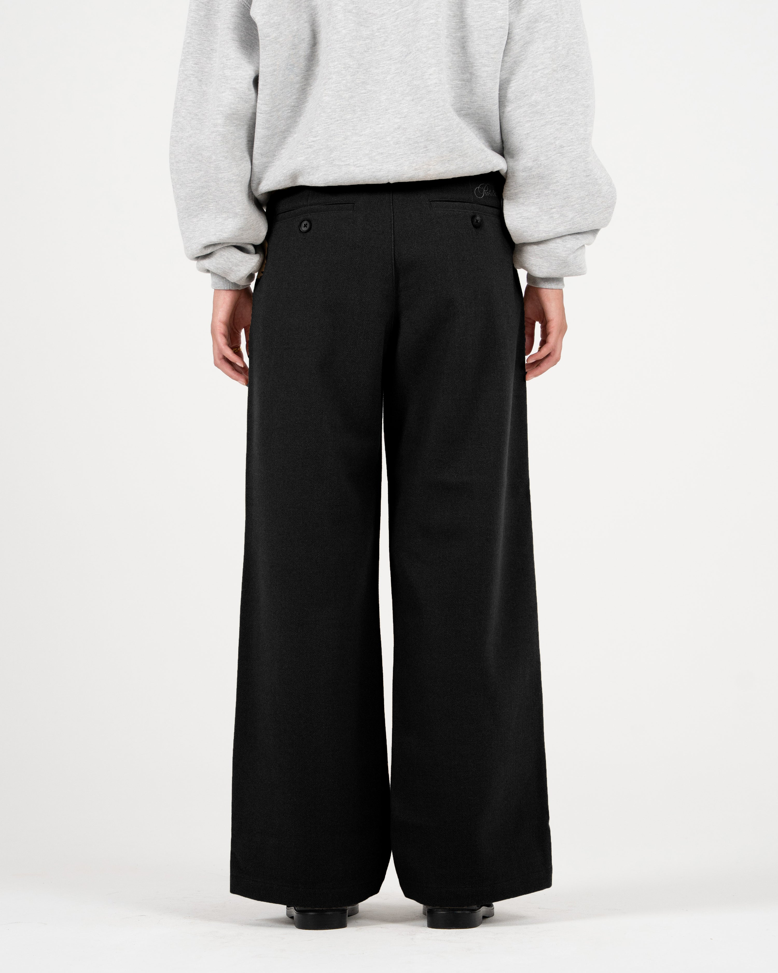 Double Pleated Club Pants Black