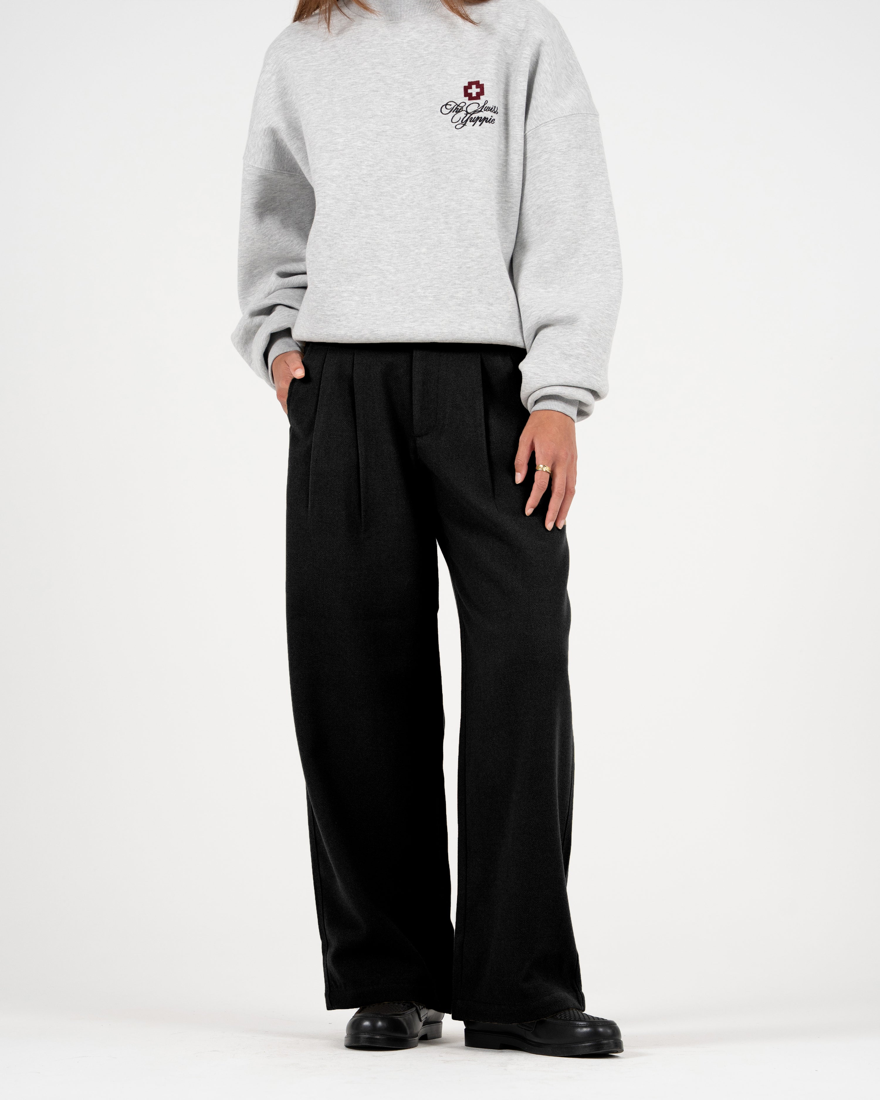 Double Pleated Club Pants Black