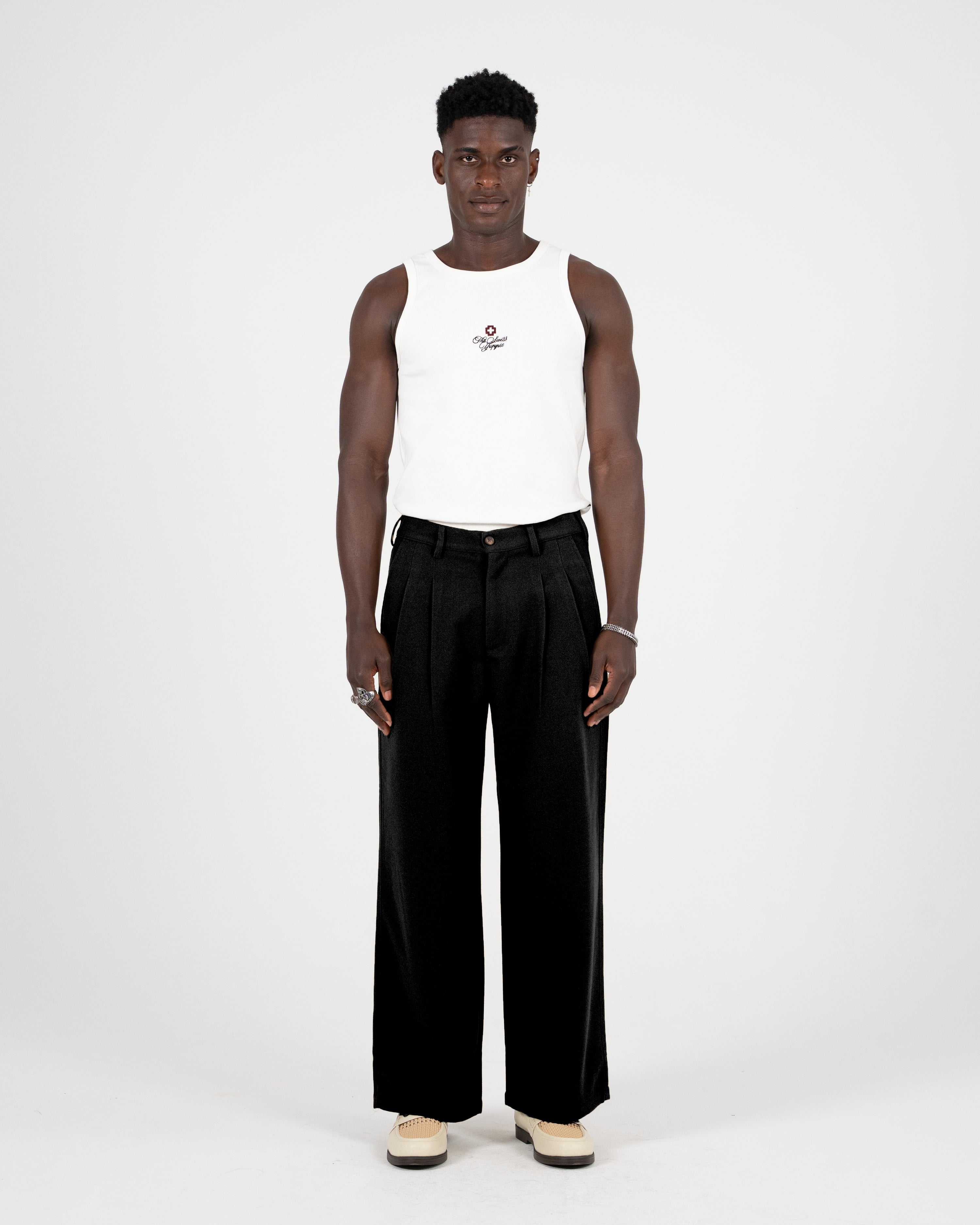 Double Pleated Club Pants Black